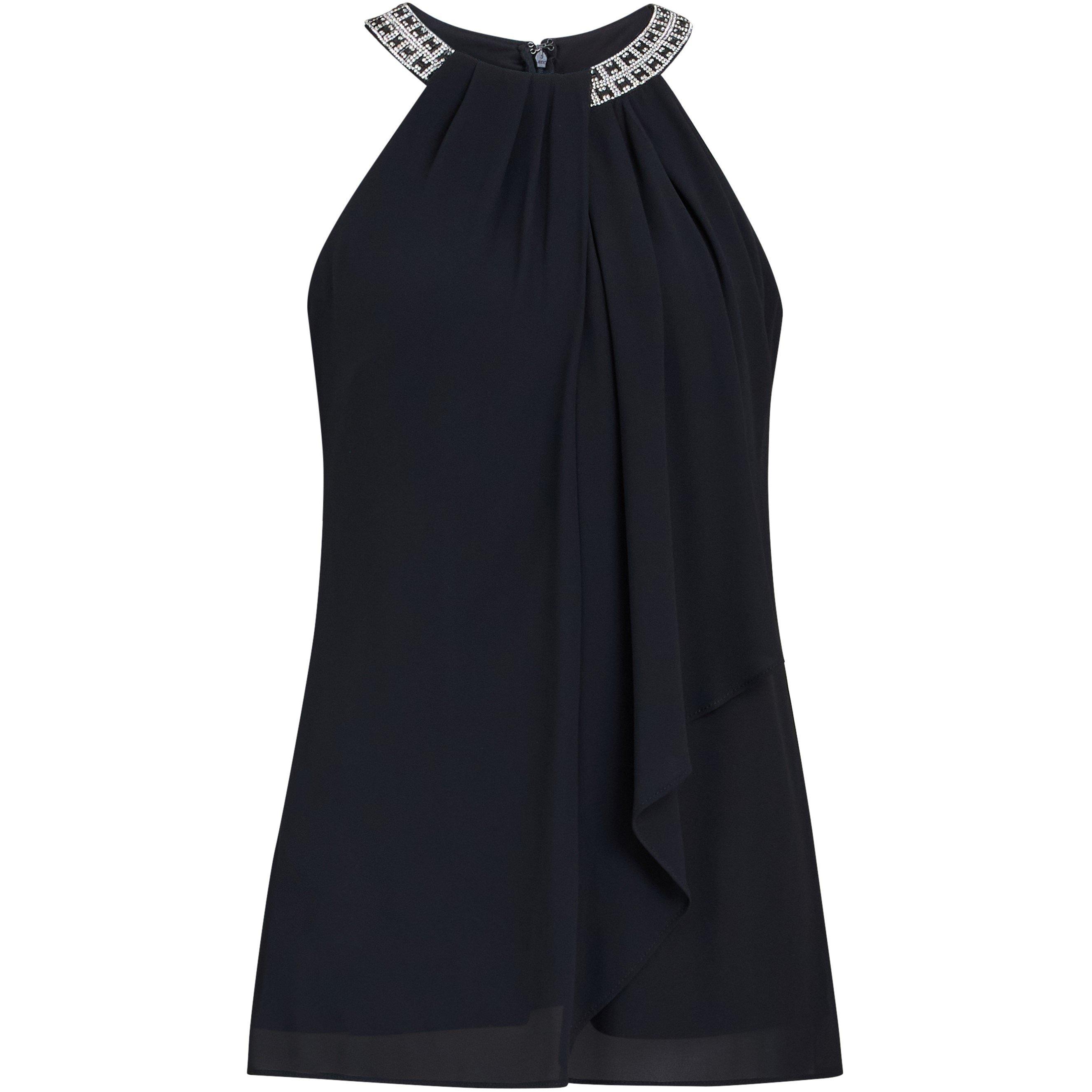 ELLE HALTER TOP WITH BEADED NECK