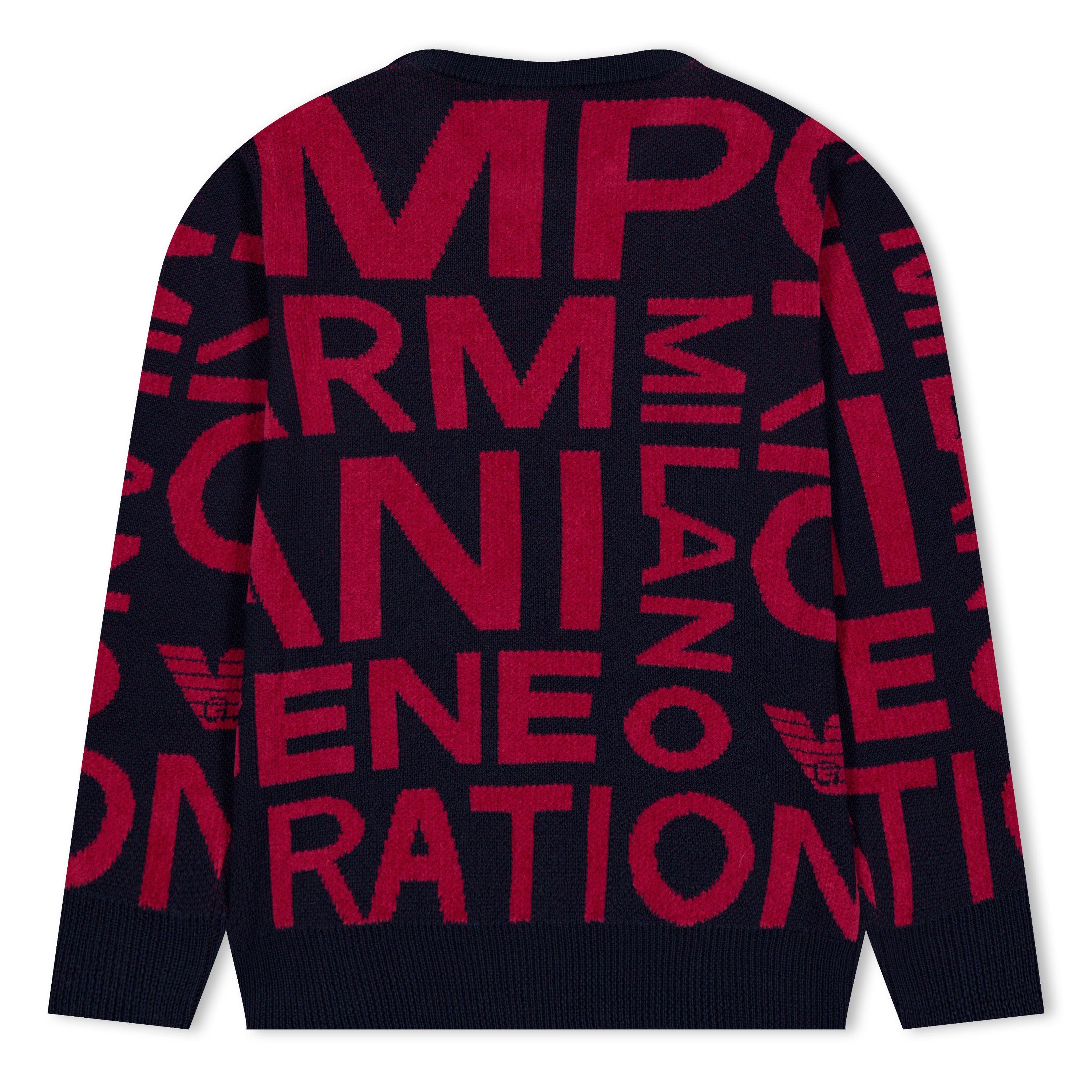 Blue Letters - Emporio Armani - Kids' Knitted Crew Neck Jumper - 2