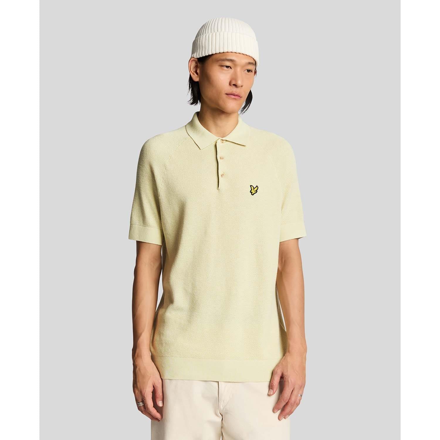 Beige - Lyle and Scott - Linen Blend Knitted Polo Shirt - 1