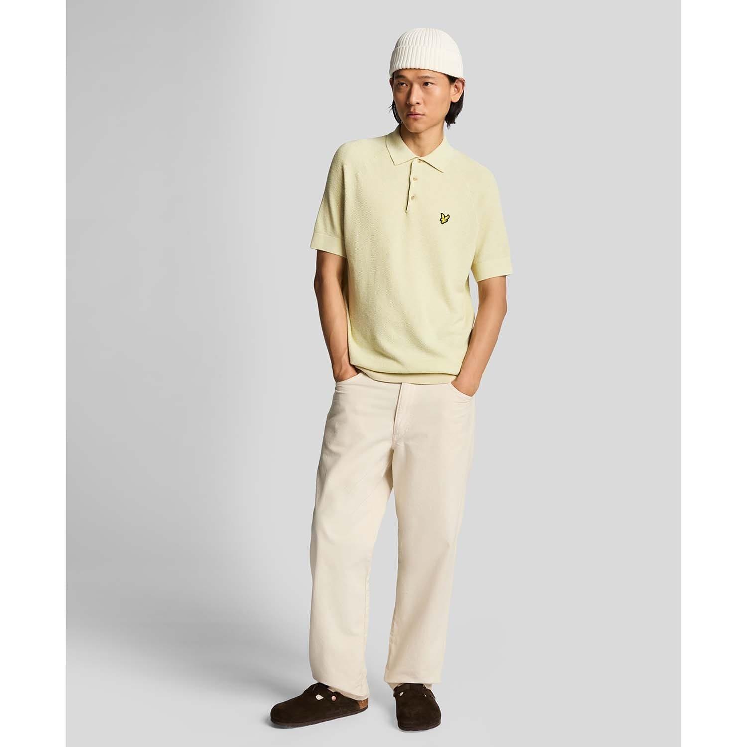 Beige - Lyle and Scott - Linen Blend Knitted Polo Shirt - 3