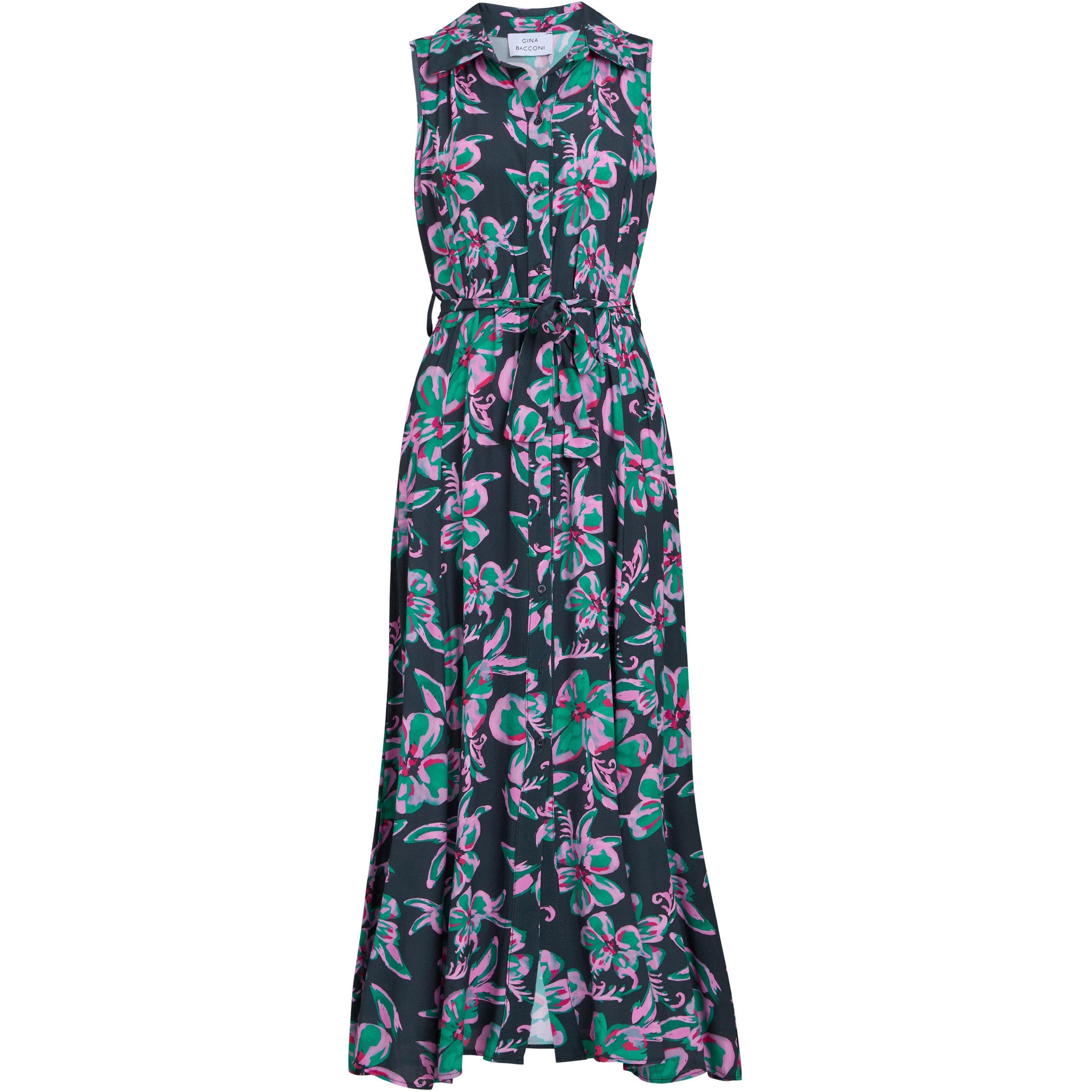 Gina Bacconi Women's Reagan Long Shirt Dress - Black Pink - S