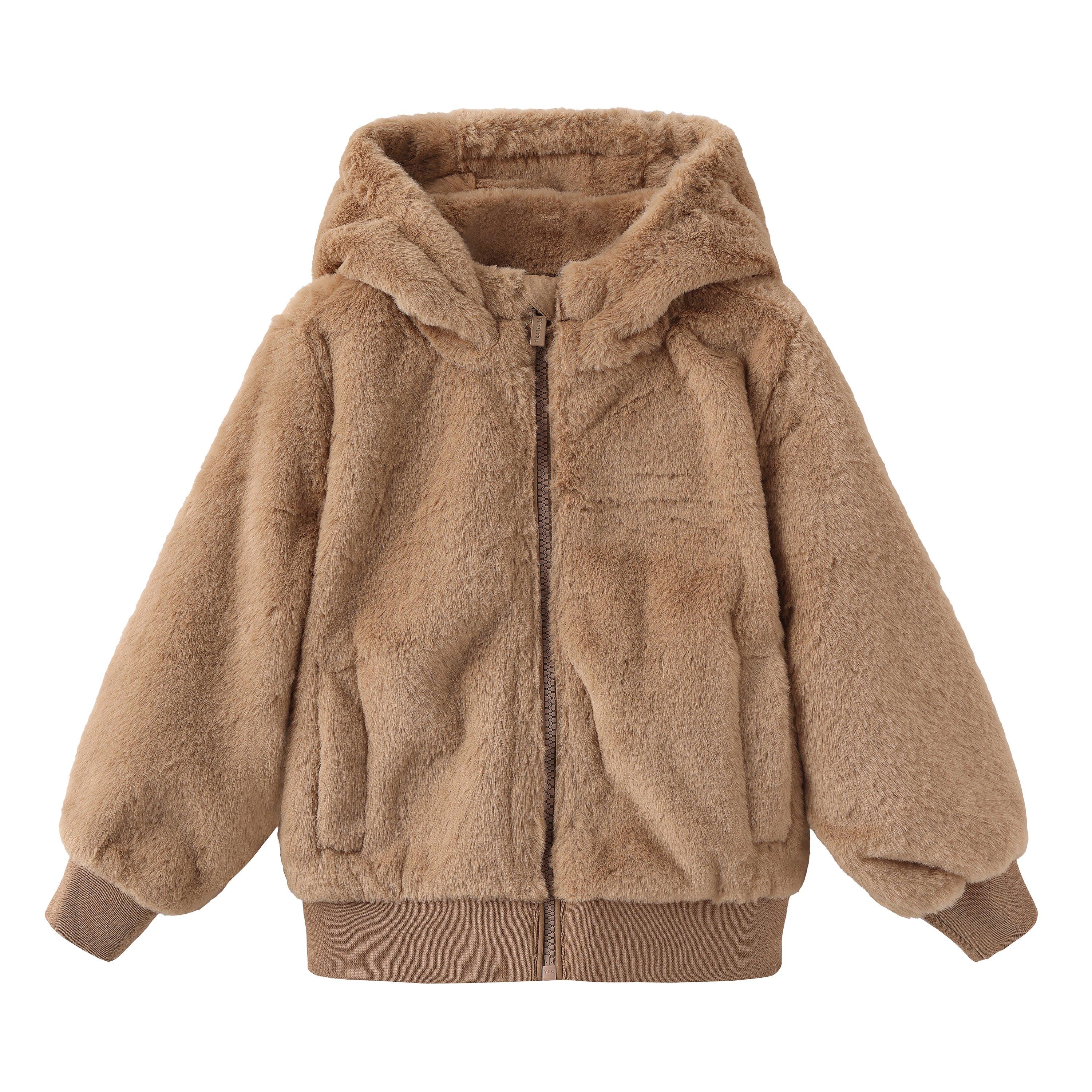 Brown - Firetrap - Kids' Short Plush Long Sleeve Shearling Jacket - 1