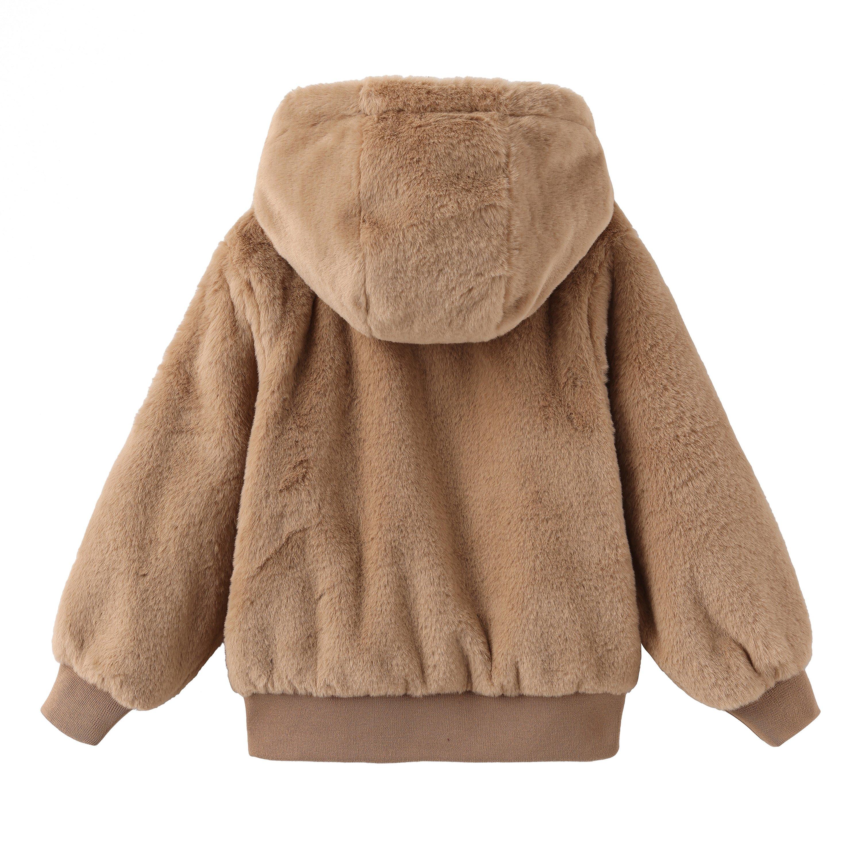 Brown - Firetrap - Short Plush Long Sleeve Shearling Jacket - 2