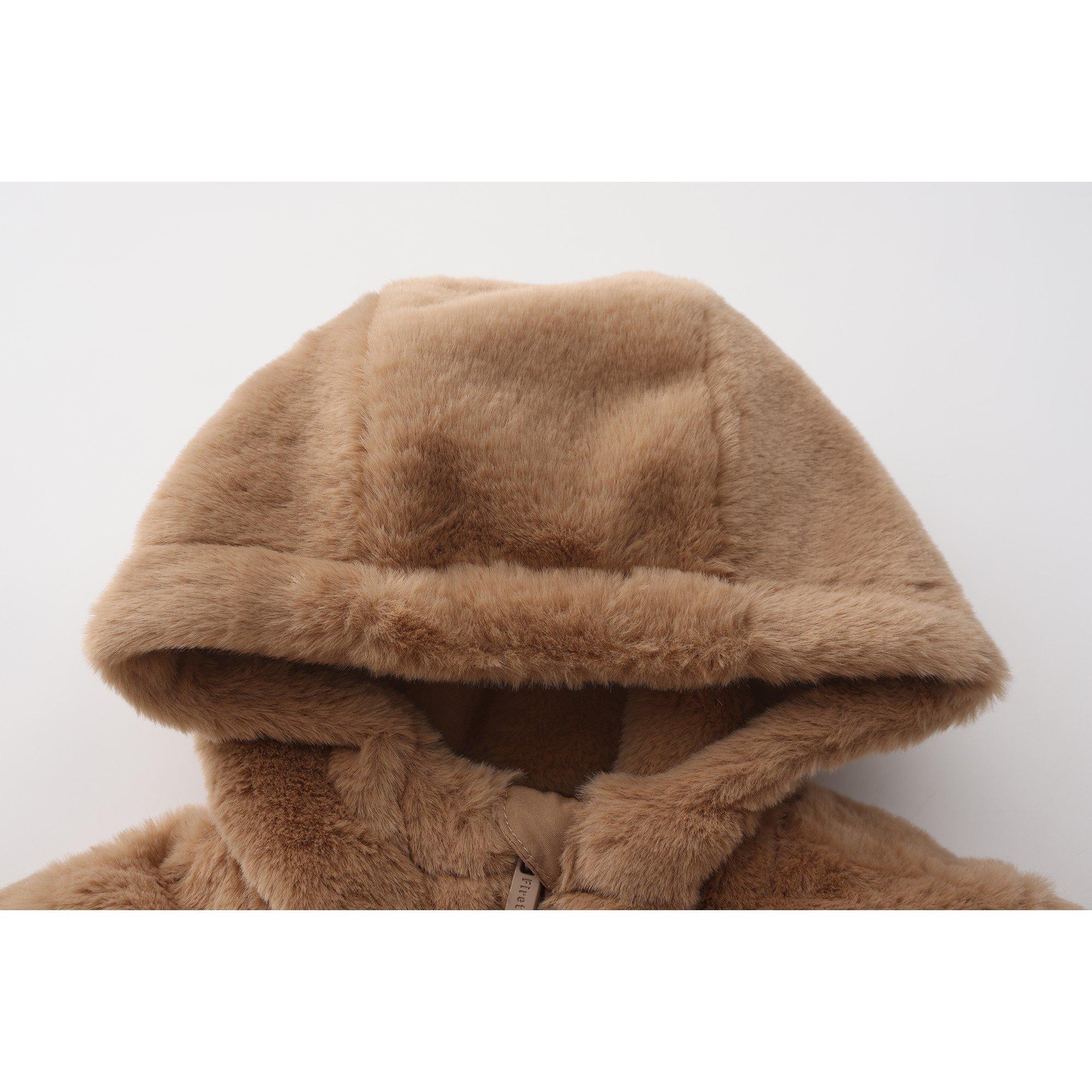 Brown - Firetrap - Short Plush Long Sleeve Shearling Jacket - 4