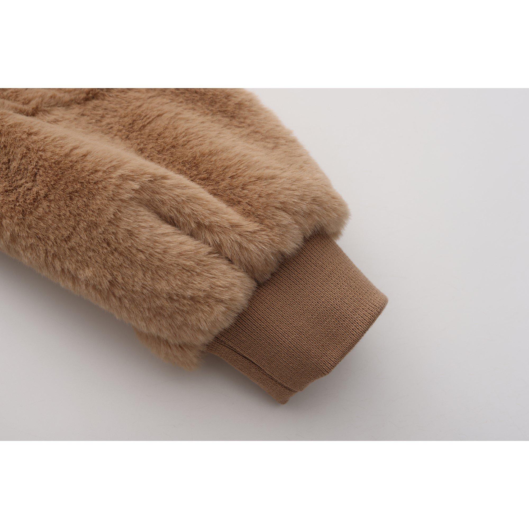 Brown - Firetrap - Short Plush Long Sleeve Shearling Jacket - 5