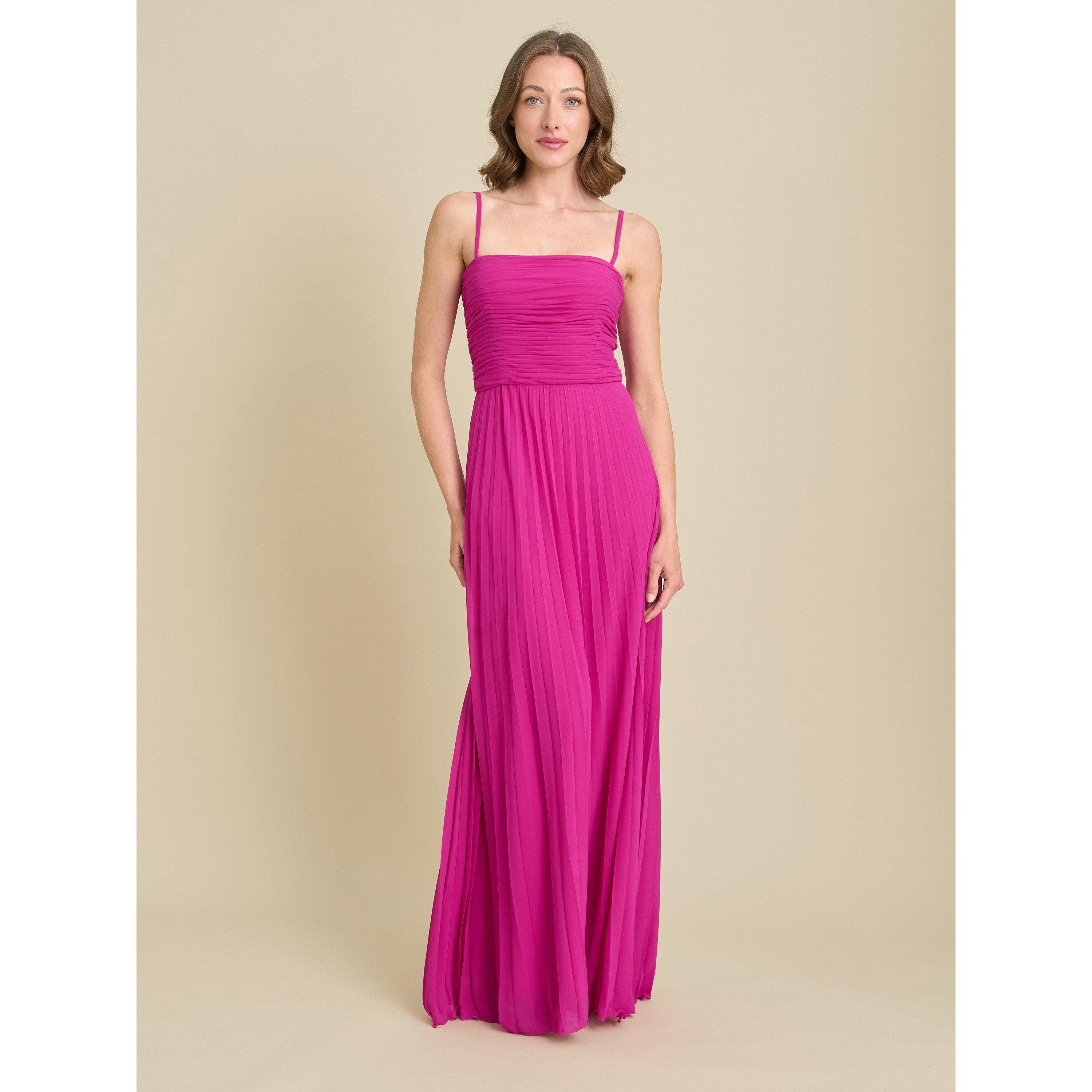 Fuchsia - Gina Bacconi - Roberta Pleated Maxi Dress - 1