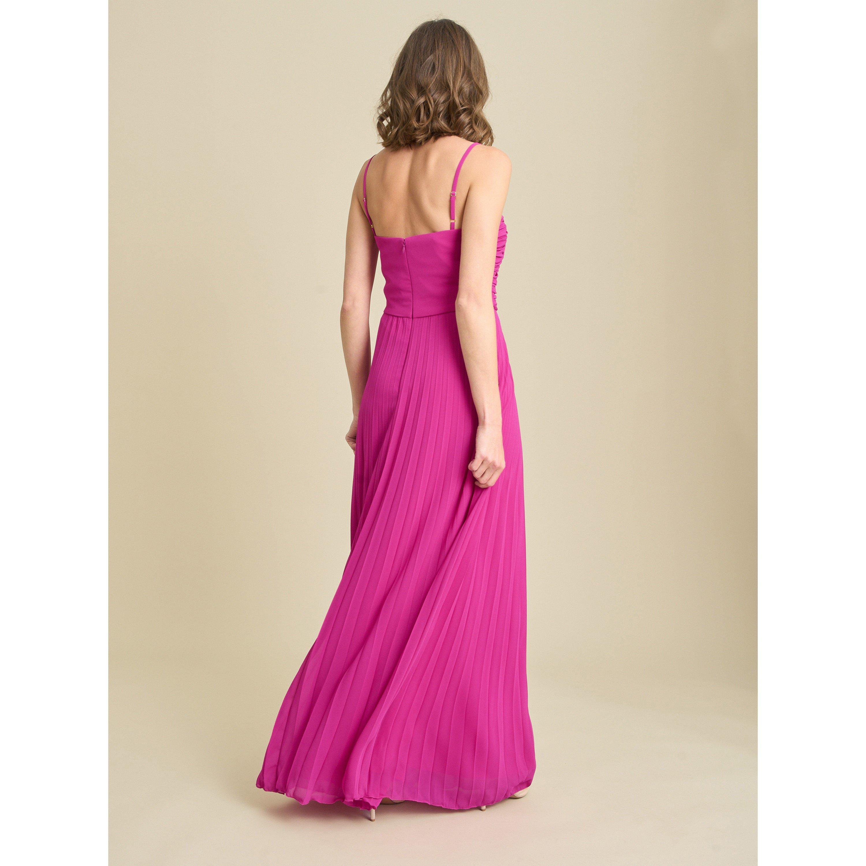 Fuchsia - Gina Bacconi - Roberta Pleated Maxi Dress - 2