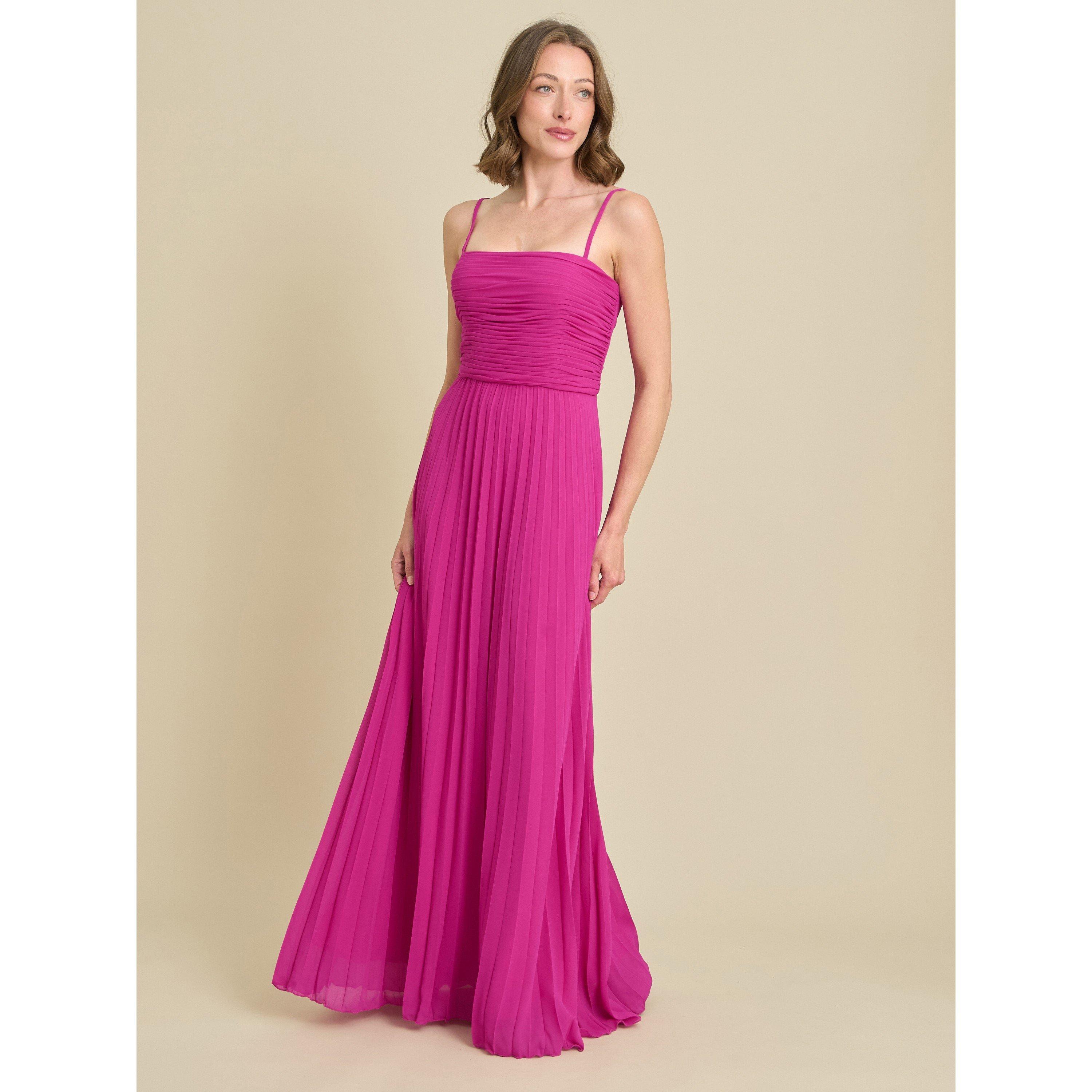 Fuchsia - Gina Bacconi - Roberta Pleated Maxi Dress - 3