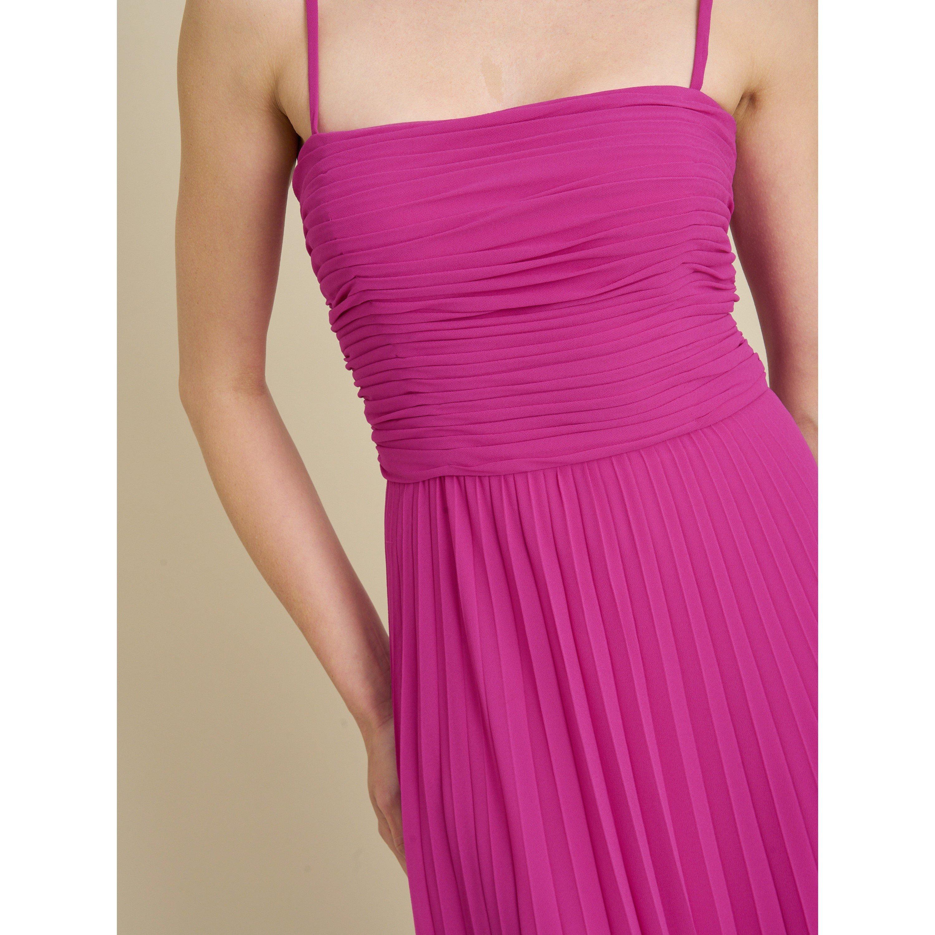 Fuchsia - Gina Bacconi - Roberta Pleated Maxi Dress - 5