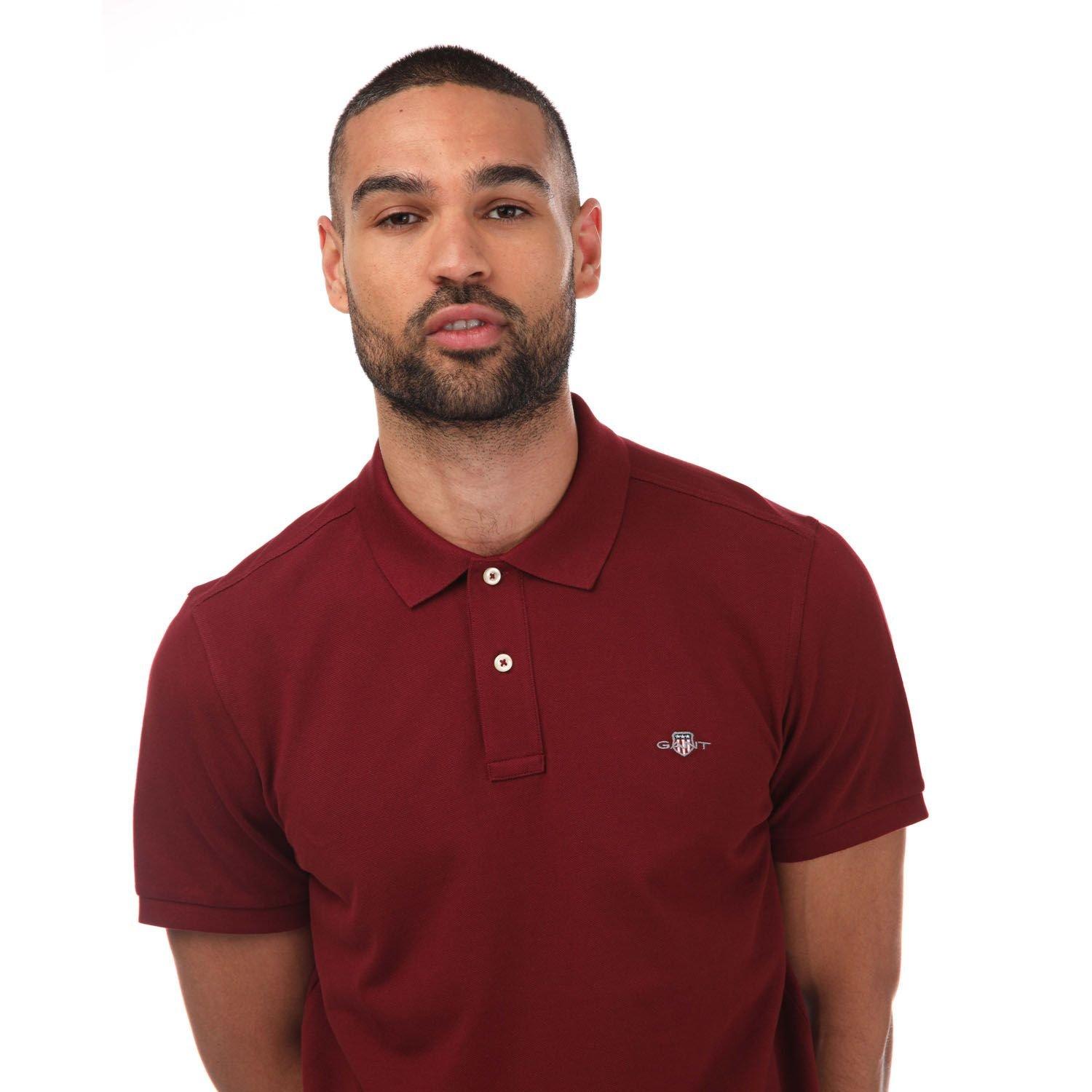Red - Gant - Regular Fit Shield Pique Polo - 2