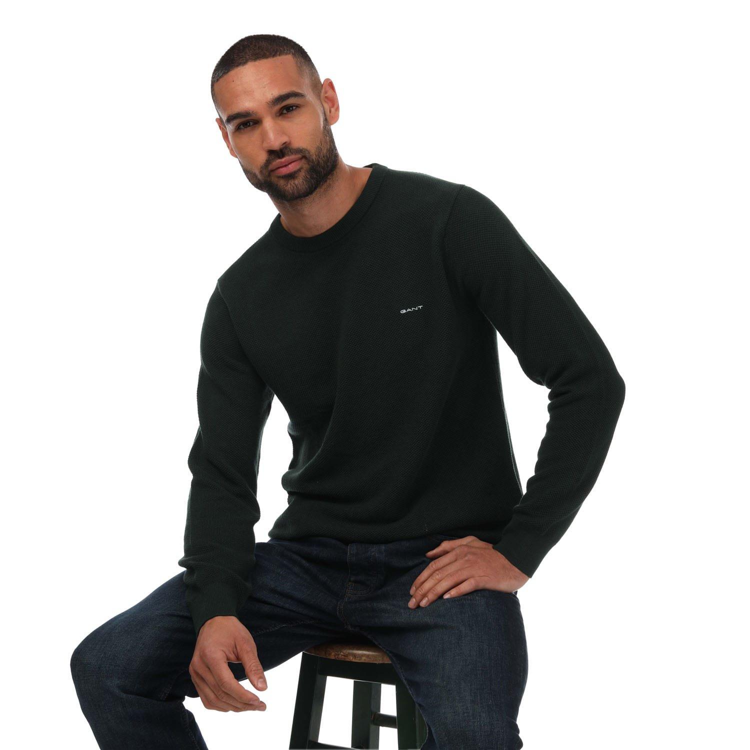 Green - Gant - Cotton Pique Crew Neck Sweatshirt - 4