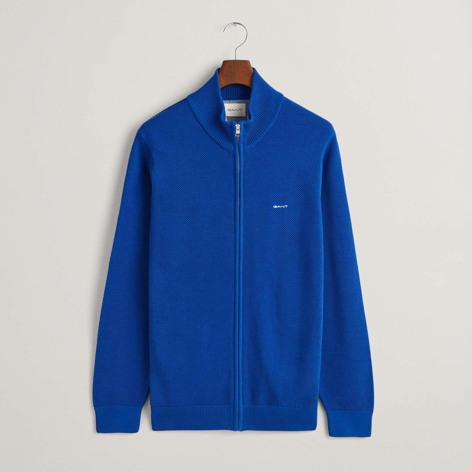 Blue - Gant - Cotton Piqu¿ Zipped Cardigan - 2