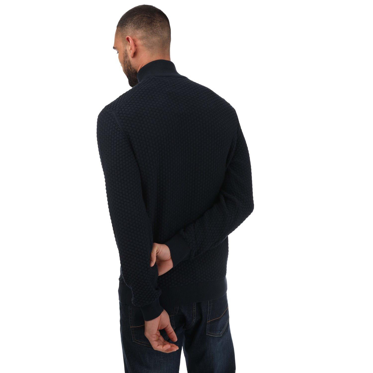 Blue - Gant - Textured Cotton Half-Zip Jumper - 2