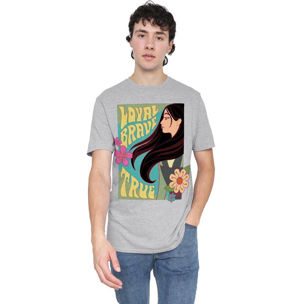 Grey - Disney - Mulan Loyal Brave True Profile T-Shirt Grey - 1
