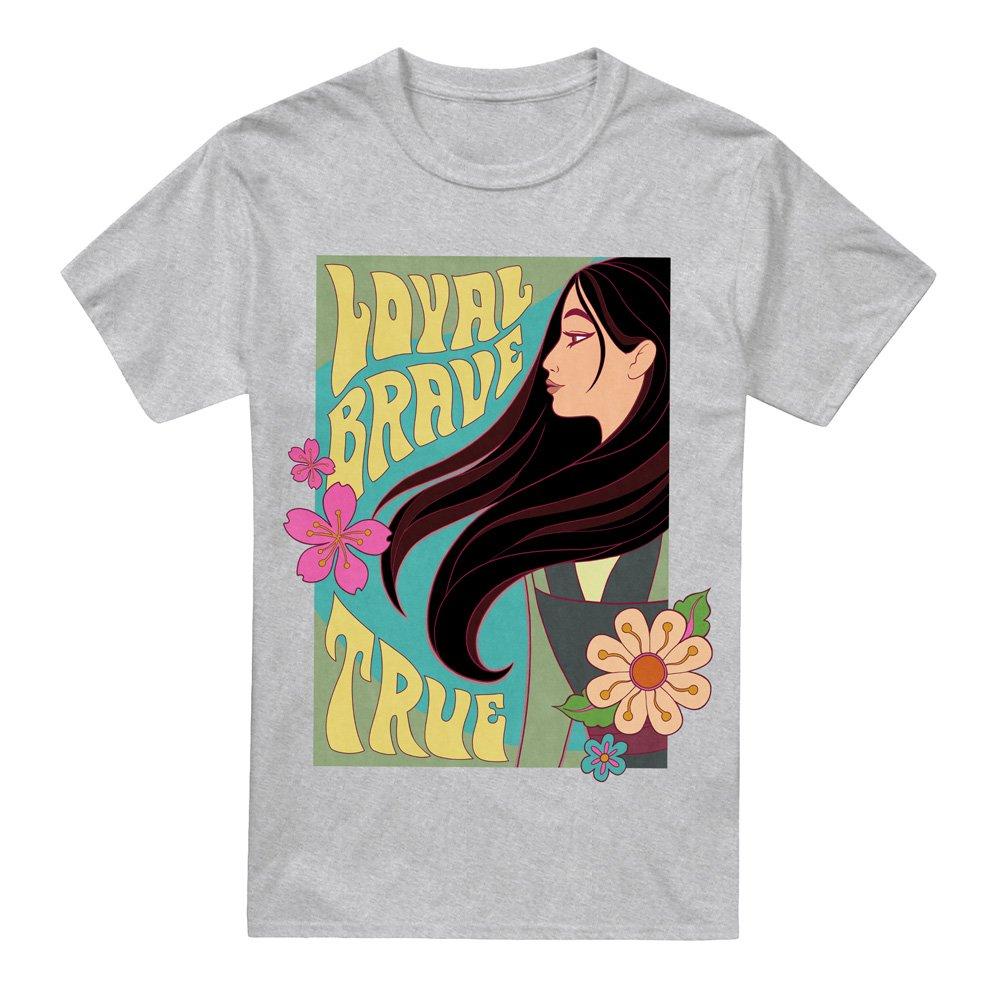 Grey - Disney - Mulan Loyal Brave True Profile T-Shirt Grey - 4