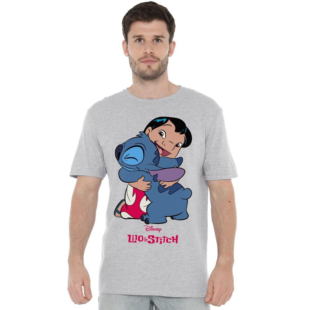 Grey - Disney - Lilo & Stitch 90S Hug Mens T-Shirt Grey - 1
