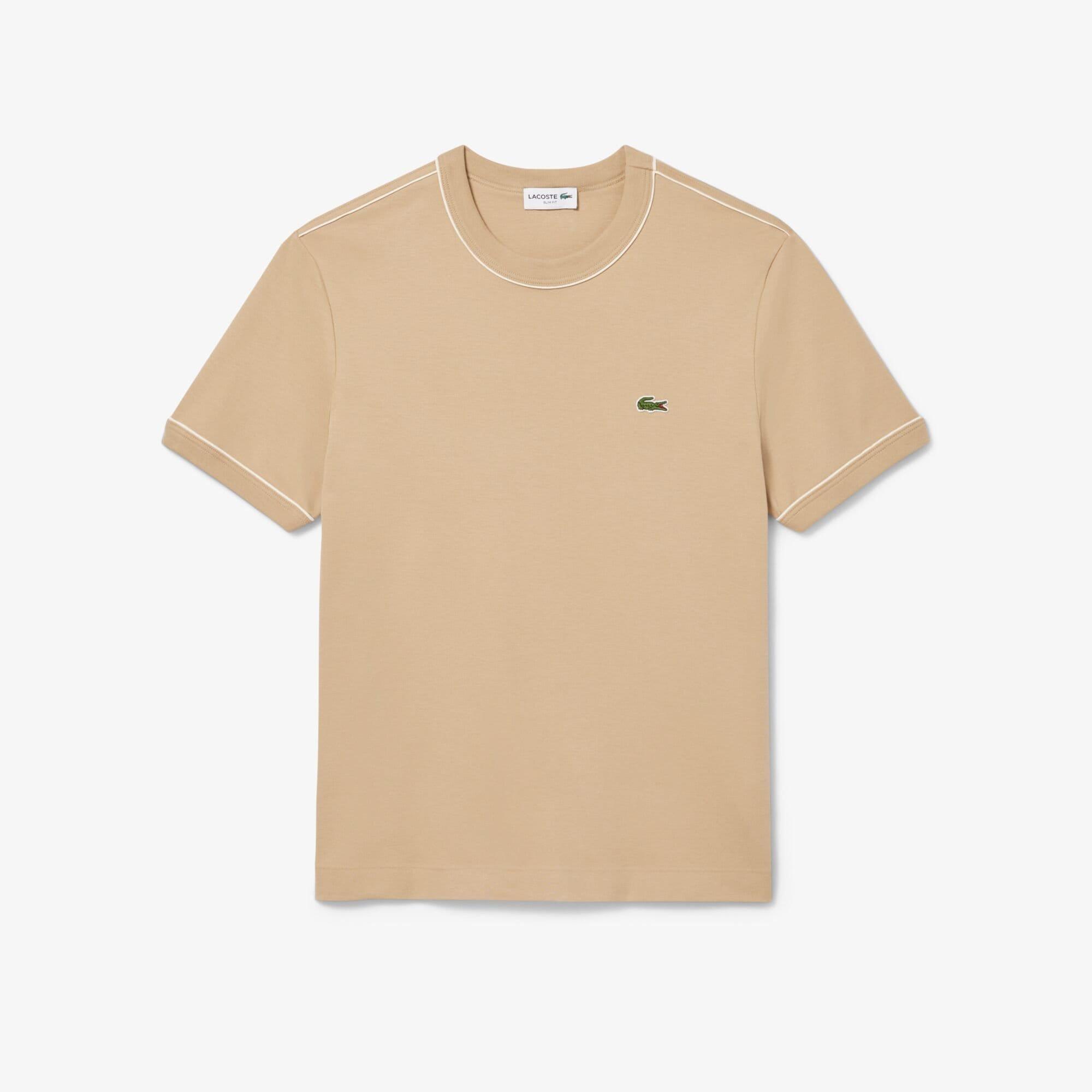Beige - Lacoste - Slim-Fit Cotton Interlock T-Shirt - 1