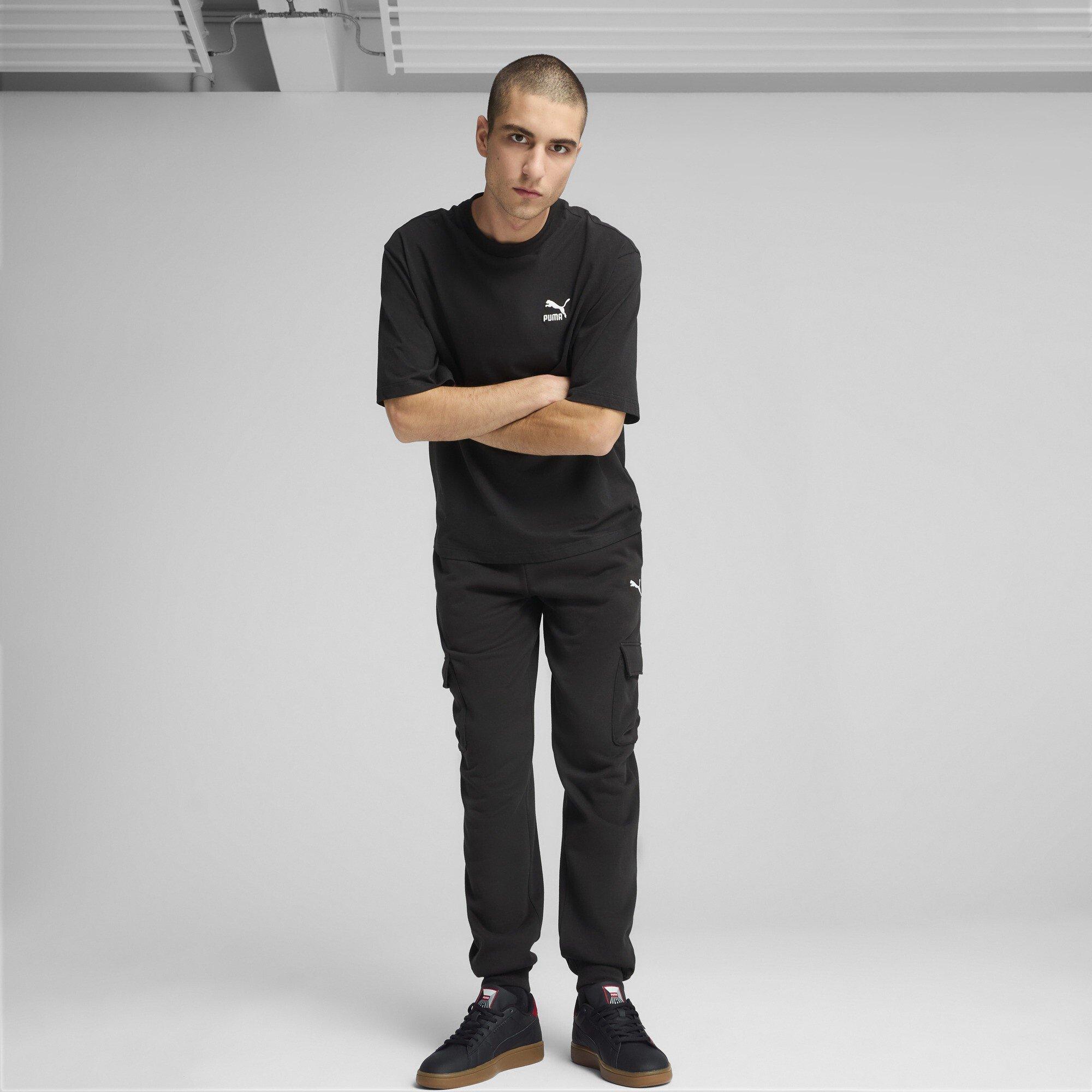 Black - Puma - Small Logo Fleece Cargo Pants - 5