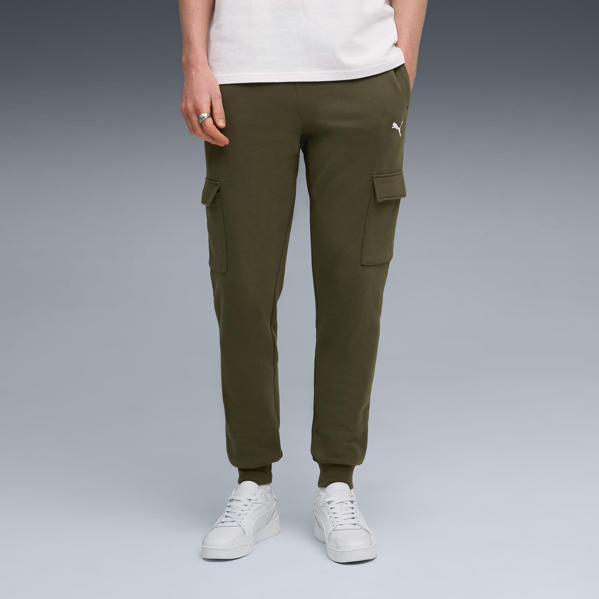 Olive - Puma - Small Logo Fleece Cargo Pants - 1