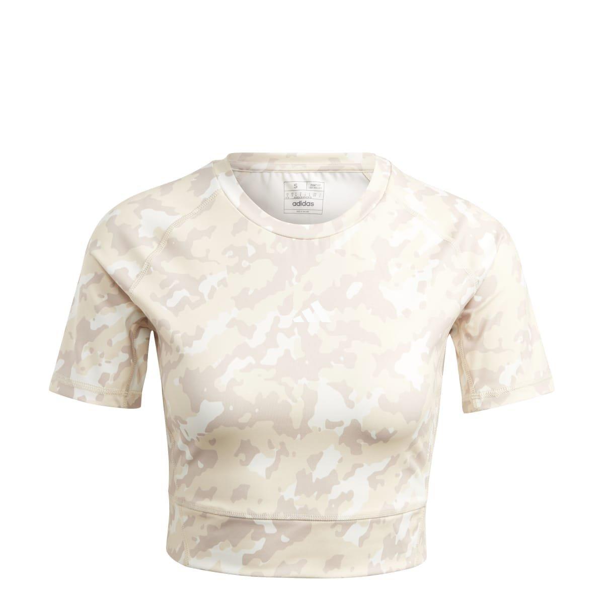 Taupe - adidas - Techfit Camo Print Training T-Shirt - 1