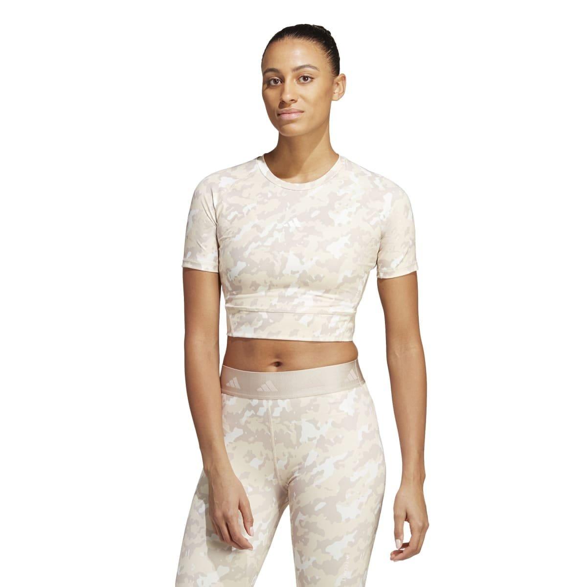 Taupe - adidas - Techfit Camo Print Training T-Shirt - 3