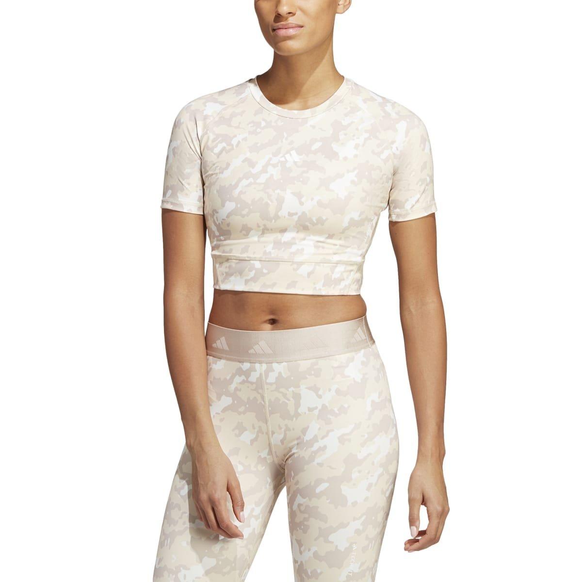 Taupe - adidas - Techfit Camo Print Training T-Shirt - 4