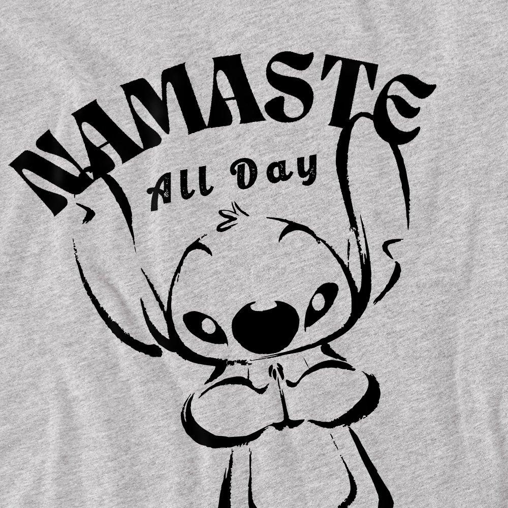 Grey - Disney - Lilo & Stitch Namaste All Day Mens T-Shirt Grey - 2