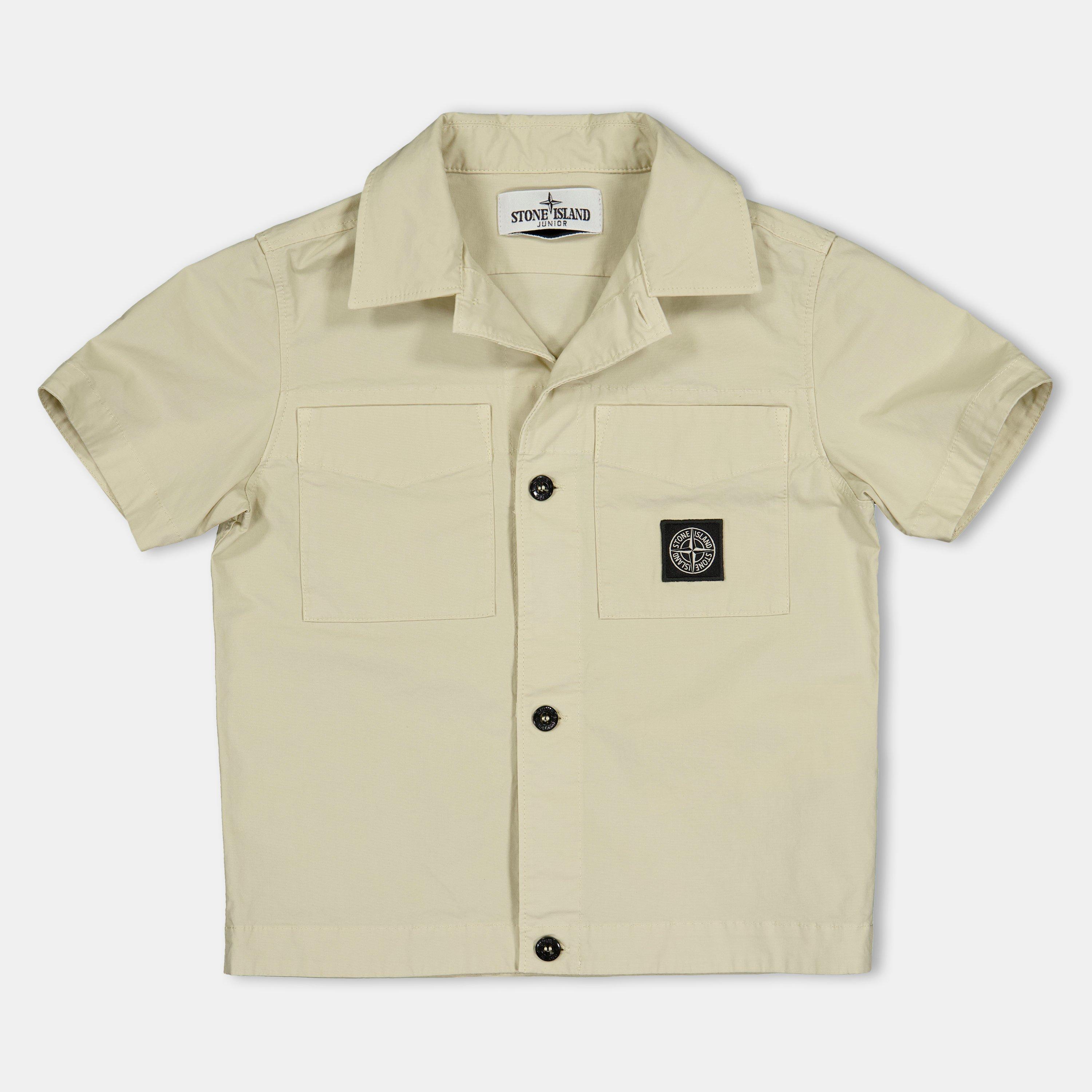 Stone Island Button-Up Short Sleeve Shirt Juniors - Sabbia V0095 - 10 Years