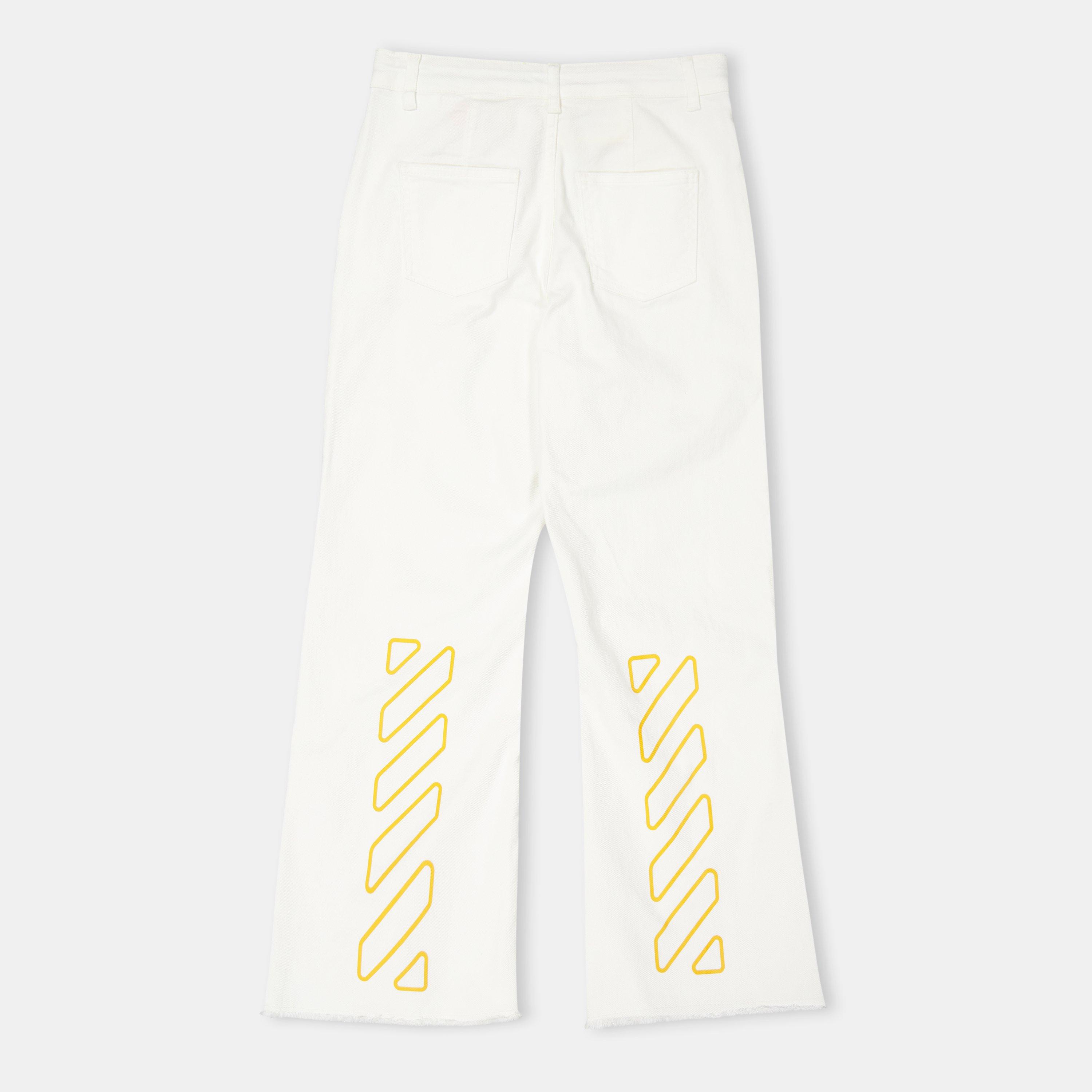 Wht/Yel 0118 - Off White - Kids Wide Leg Jeans, Wide Leg Design - 2