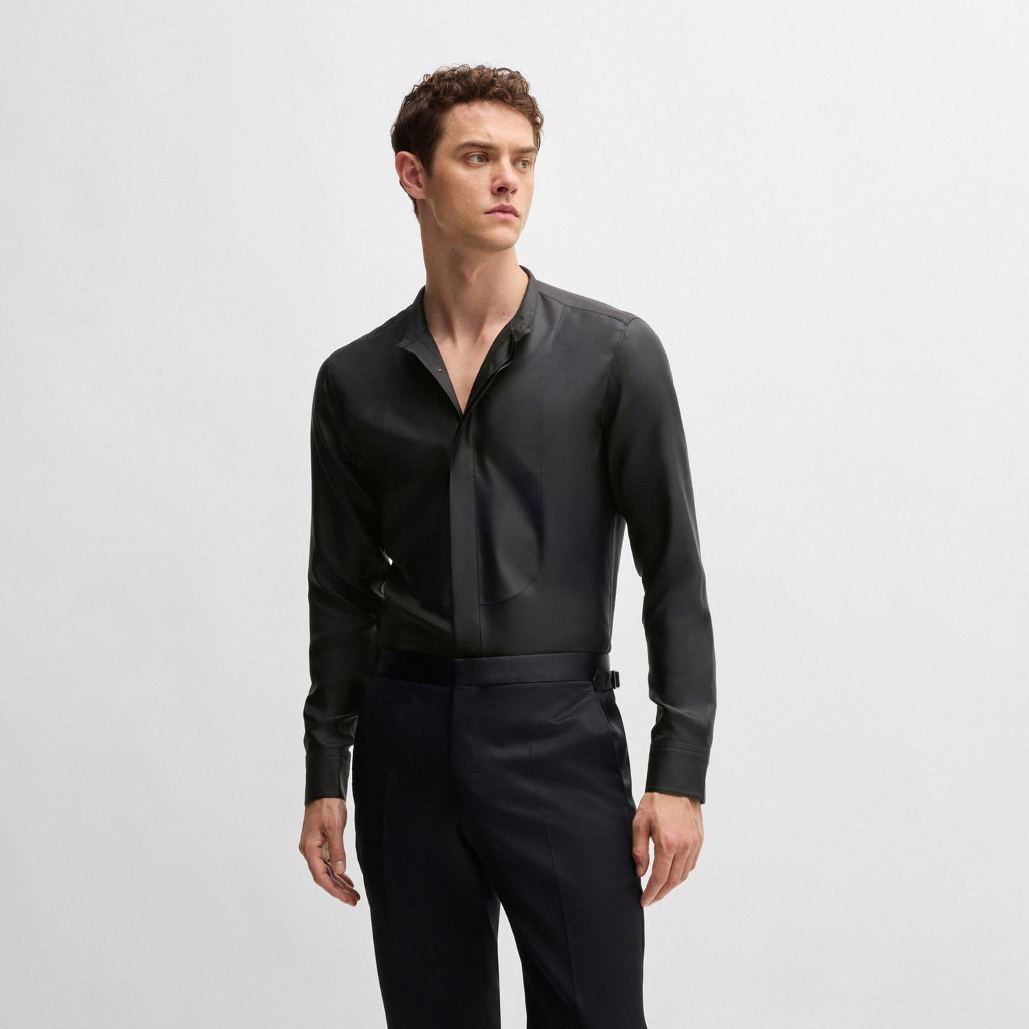 Black - Boss - L-Hays-Party-244 Silk Shirt - 1