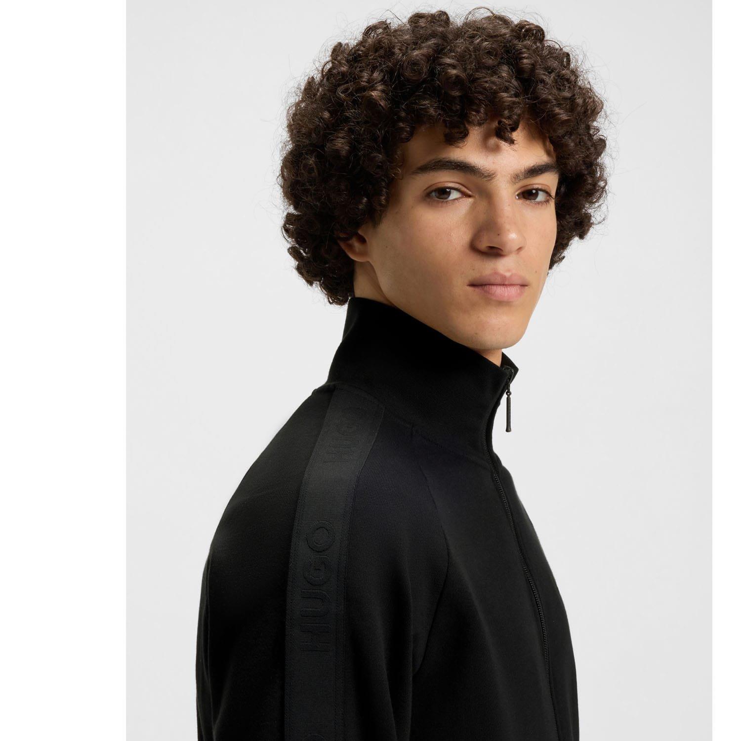 Black - Hugo - Tonal Logo Zip-Up Jacket - 3