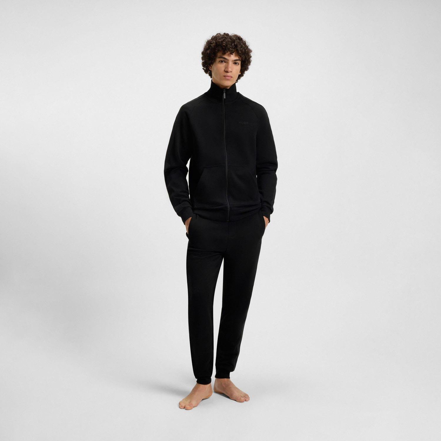 Black - Hugo - Tonal Logo Zip-Up Jacket - 4