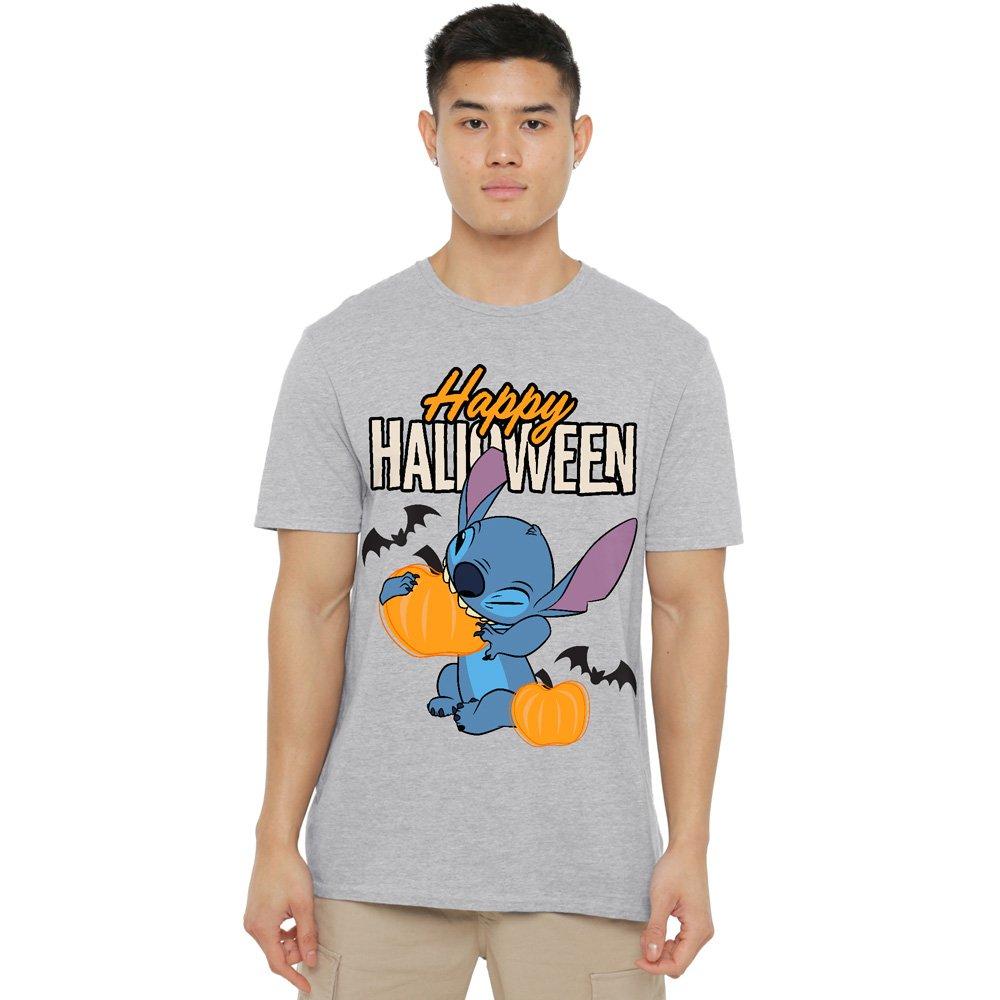 Grey - Disney - Lilo & Stitch Happy Halloween Mens T-Shirt Grey - 1