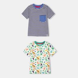 Lilly and Sid & Sid Multicoloured Animal Safari And Stripe Print T-Shirt - 2 Pack