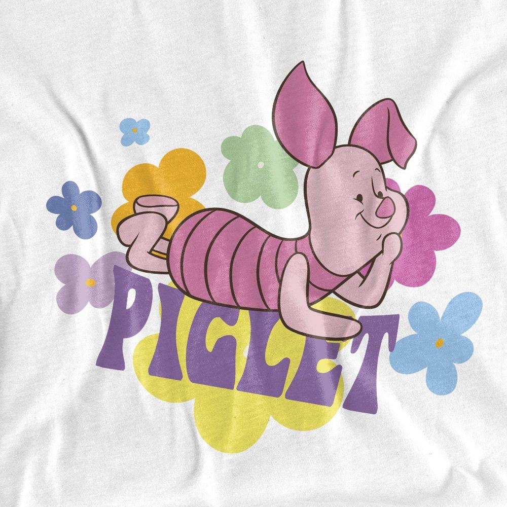 White - Winnie The Pooh - Piglet Pastel Flowers T-Shirt - 2