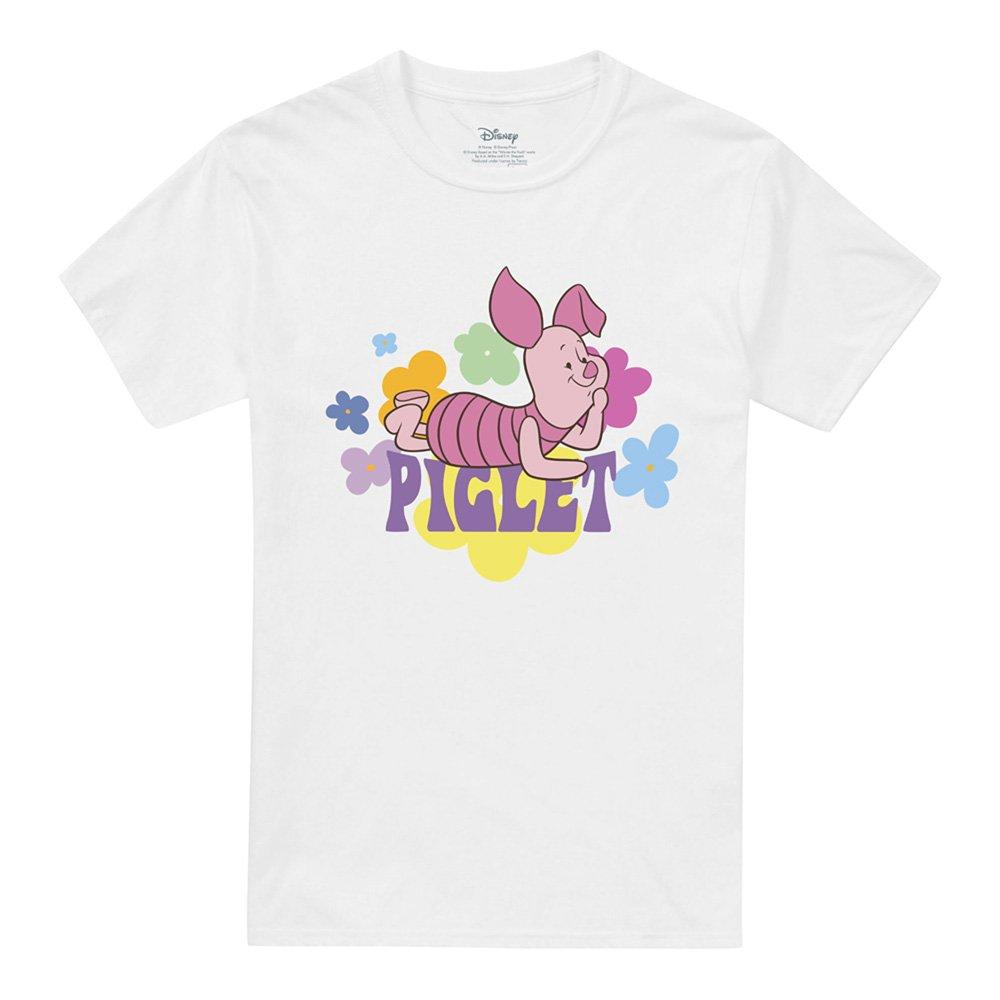 White - Winnie The Pooh - Piglet Pastel Flowers T-Shirt - 4