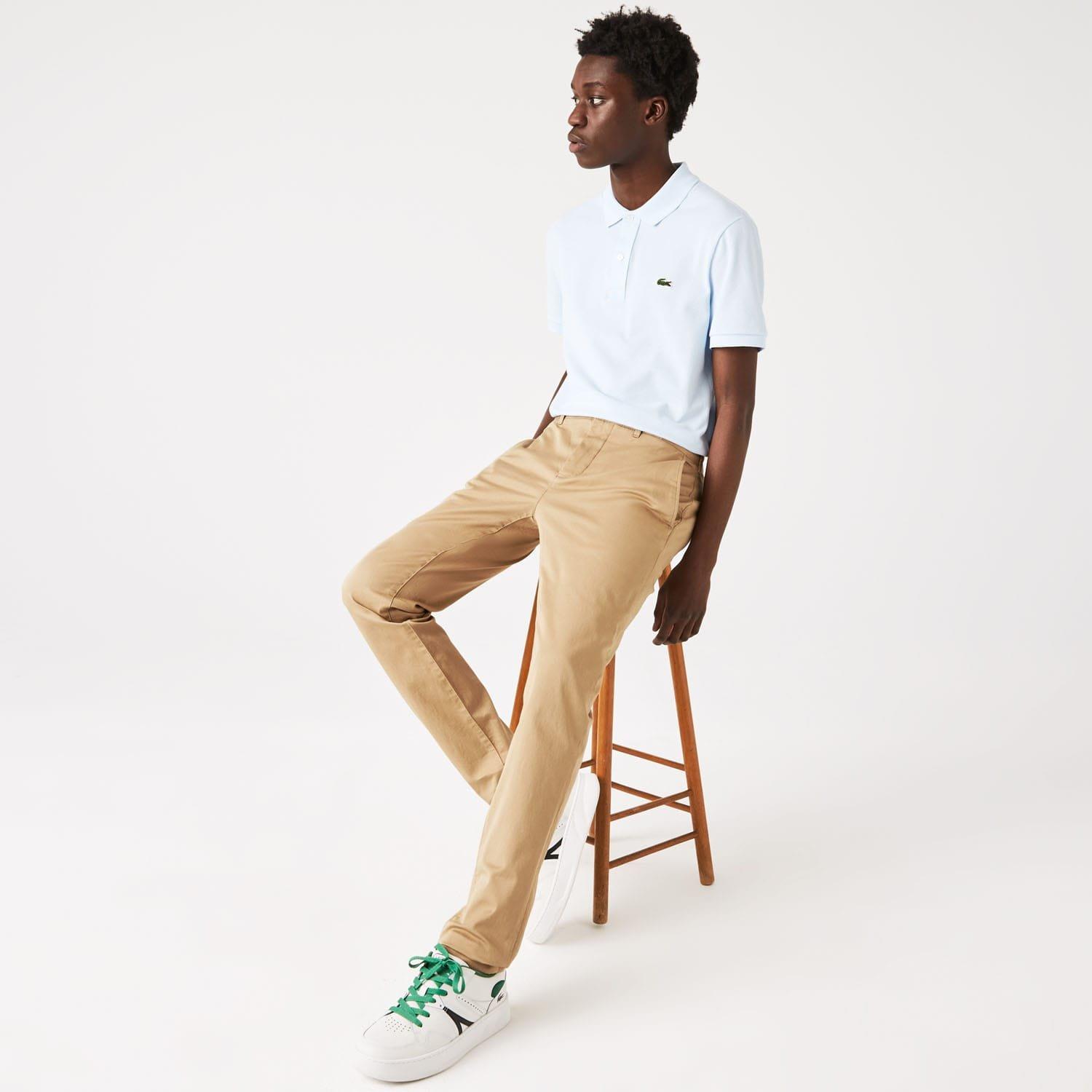 Beige - Lacoste - Slim Fit Stretch Cotton Chinos - 6