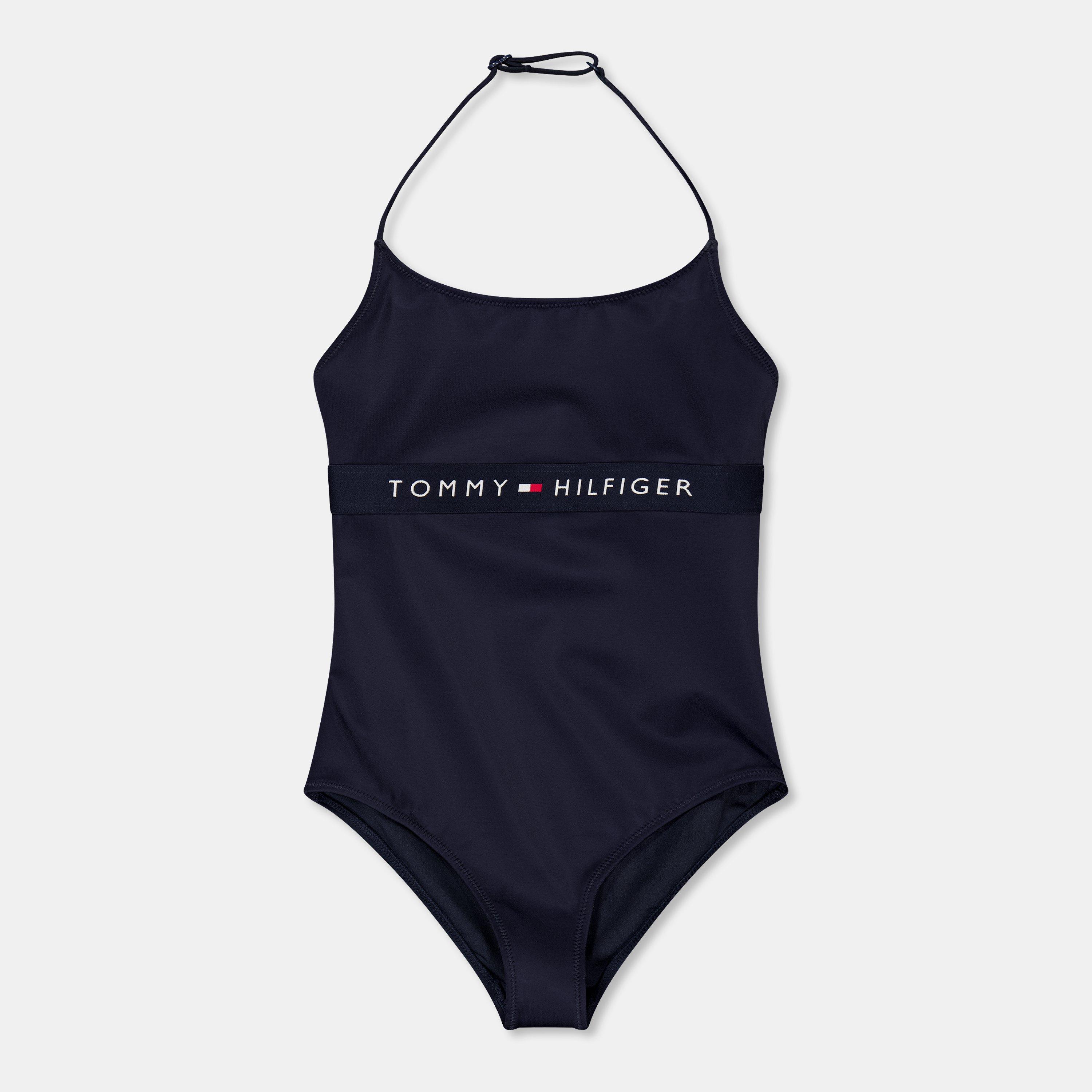 Tommy Hilfiger Girls Kids' One-Piece Scoop Neck Swimsuits - Desert Sky Dw5 - 8-10Y