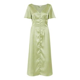 Yumi Green Satin Button Down Dress