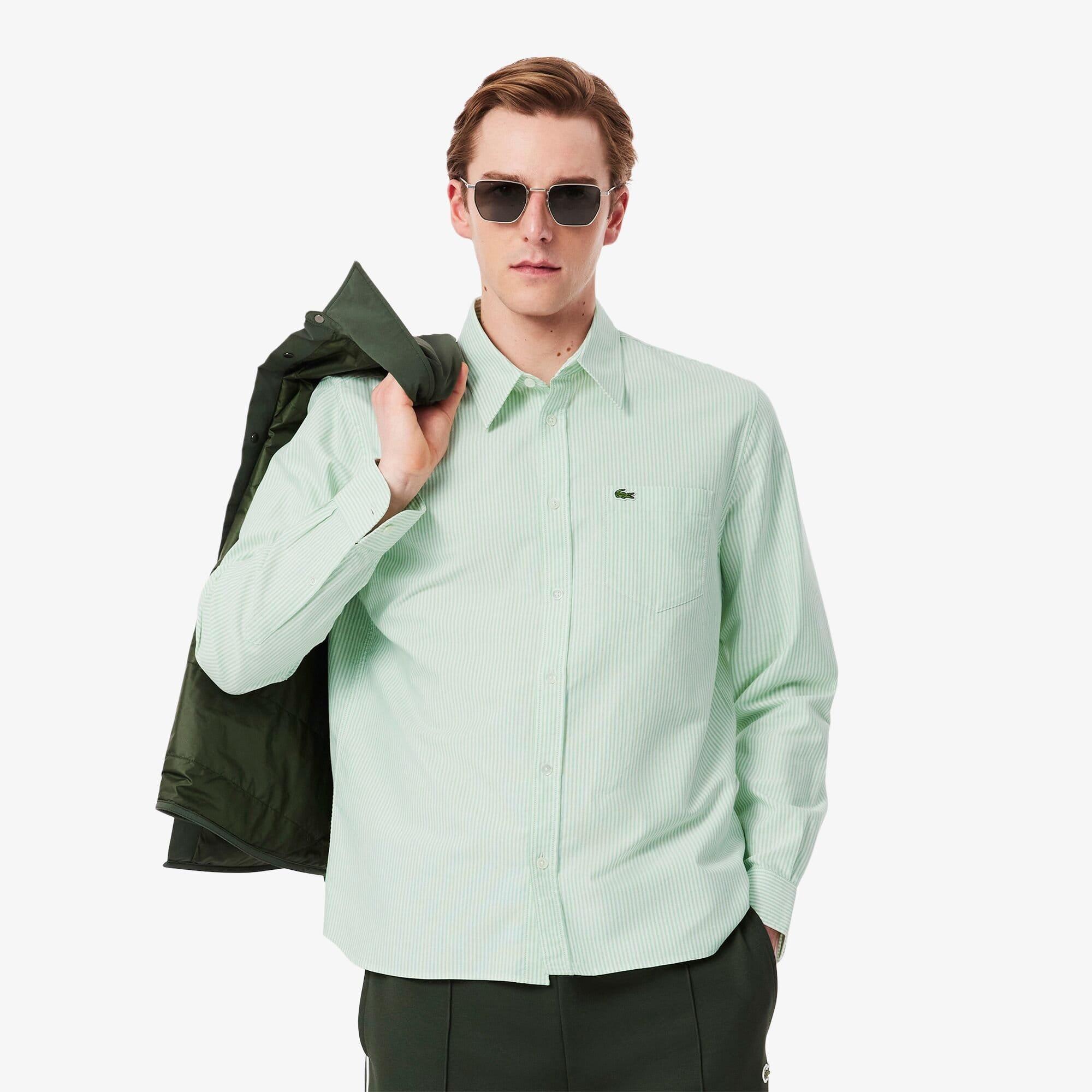 White - Lacoste - Regular-Fit Striped Oxford Shirt - 2