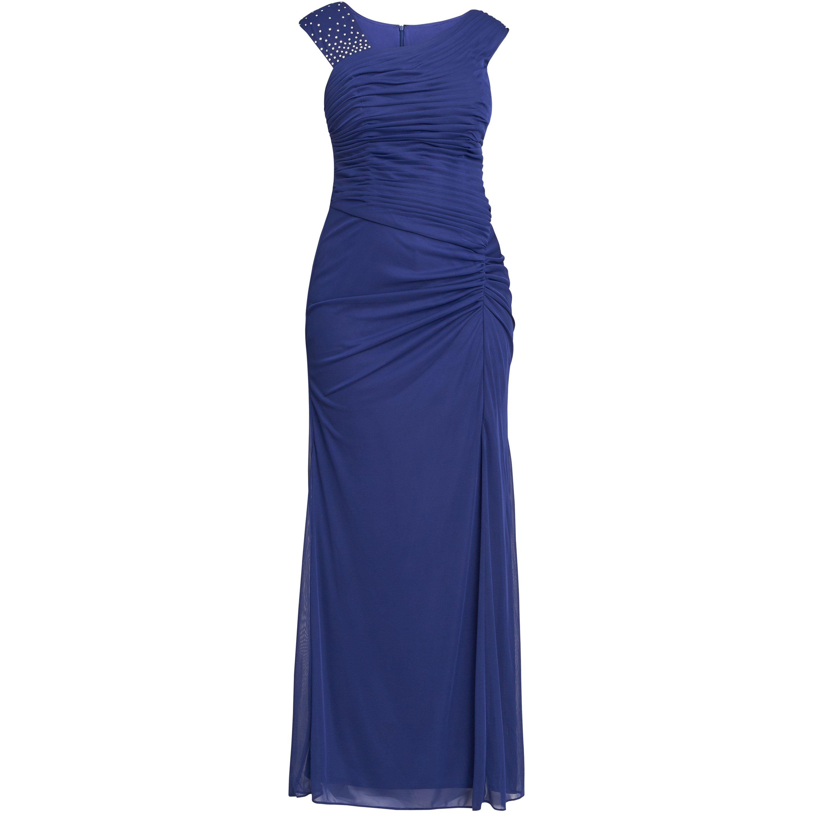 Electric Blue - Gina Bacconi - Viktoria Metallic Knit Column Maxi Dress - 4