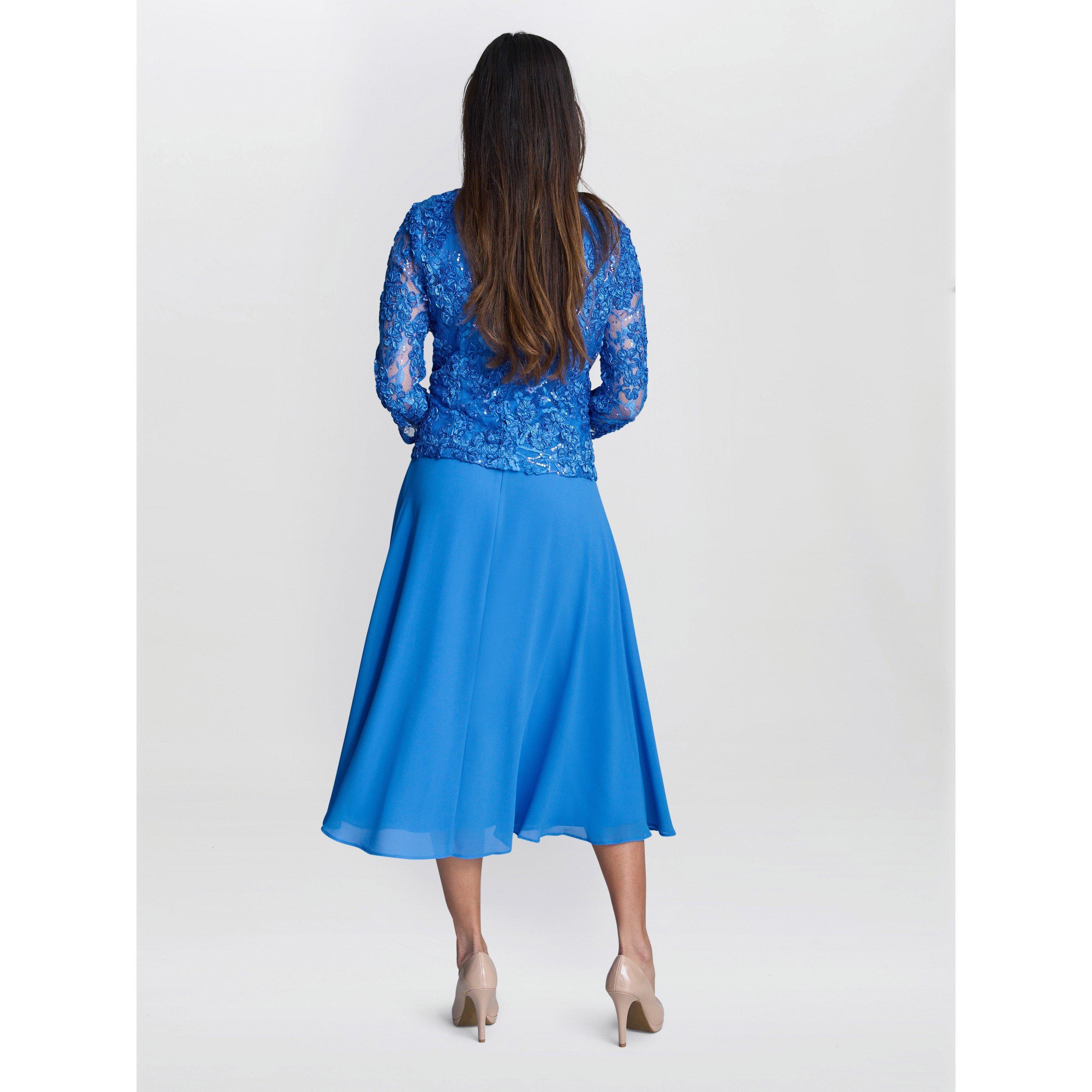 Cobalt - Gina Bacconi - ADELE SOUTACHE LACE JACKET CHIFFON DRESS - 2