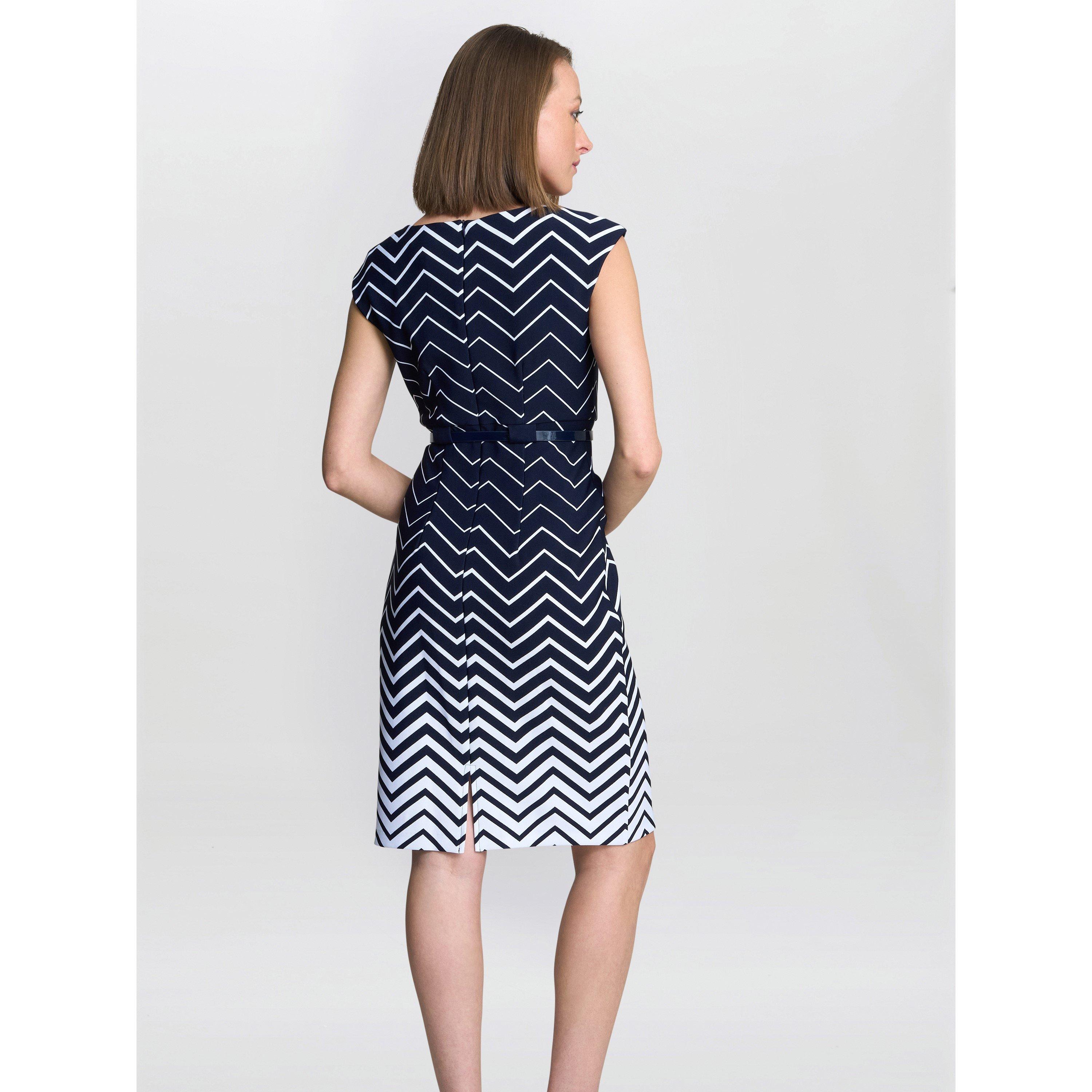 Navy White - Gina Bacconi - MINNIE ABSTRACT PRINT DRESS - 2