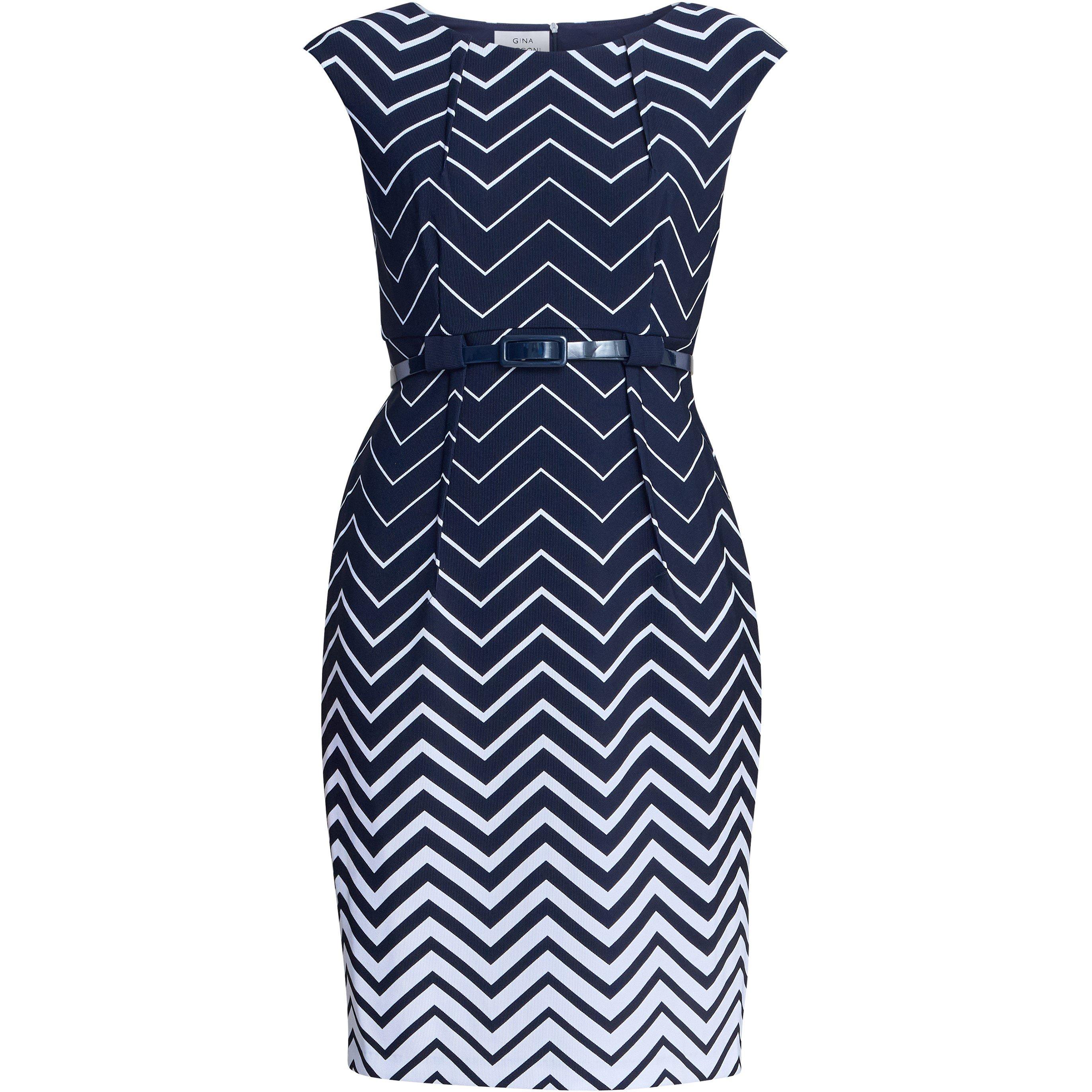 Navy White - Gina Bacconi - MINNIE ABSTRACT PRINT DRESS - 4