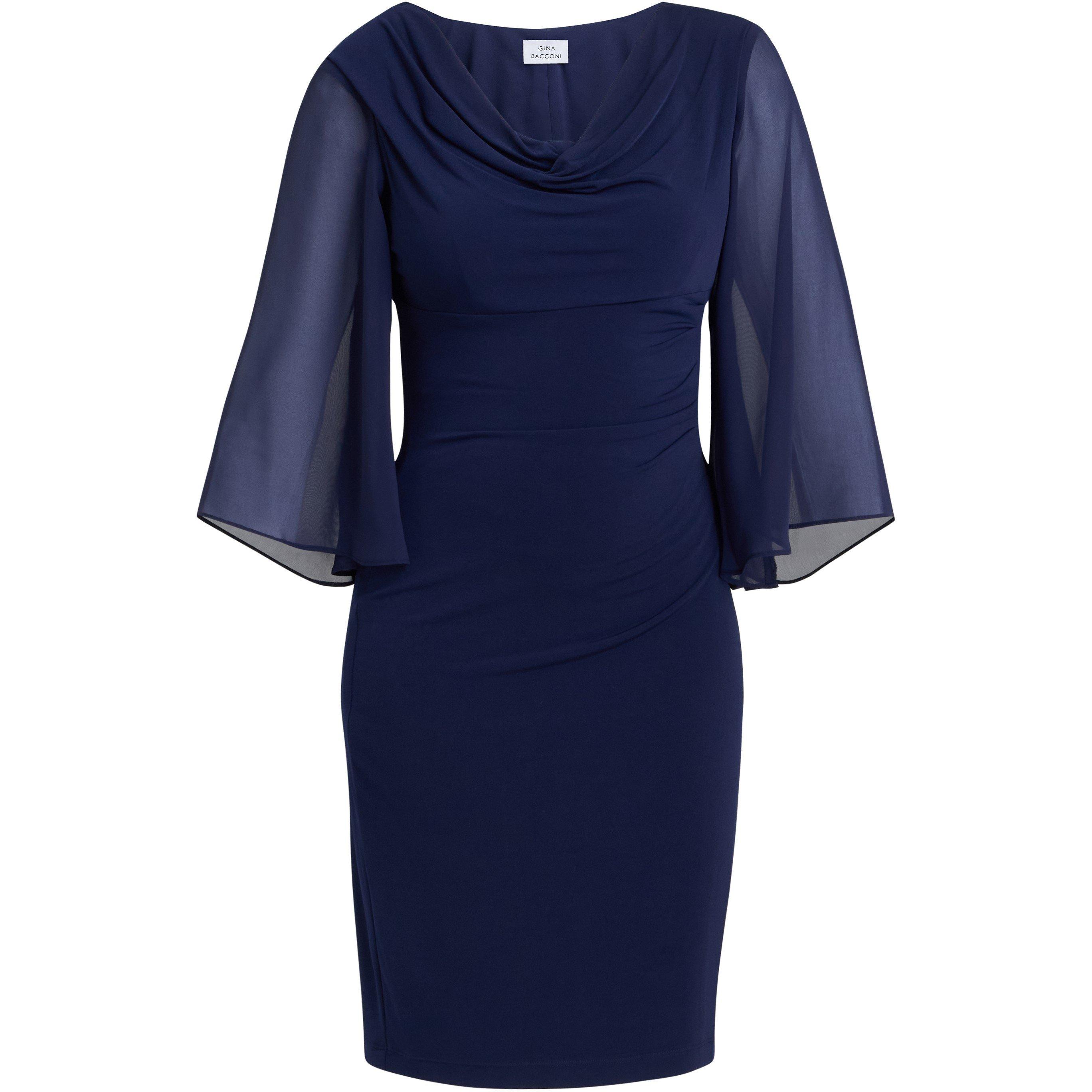 Navy - Gina Bacconi - Women's JAGGER Cowl Neck Cocktail Dress - 4
