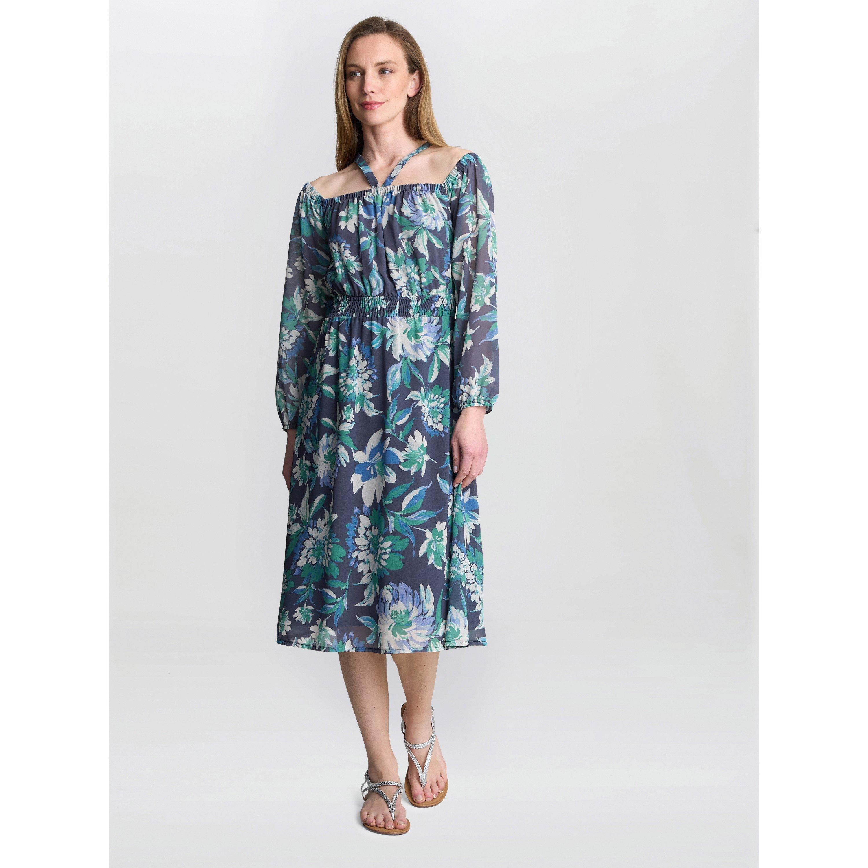 Gina Bacconi Women's Ryan Off Shoulder Midi Dress - Blue - M