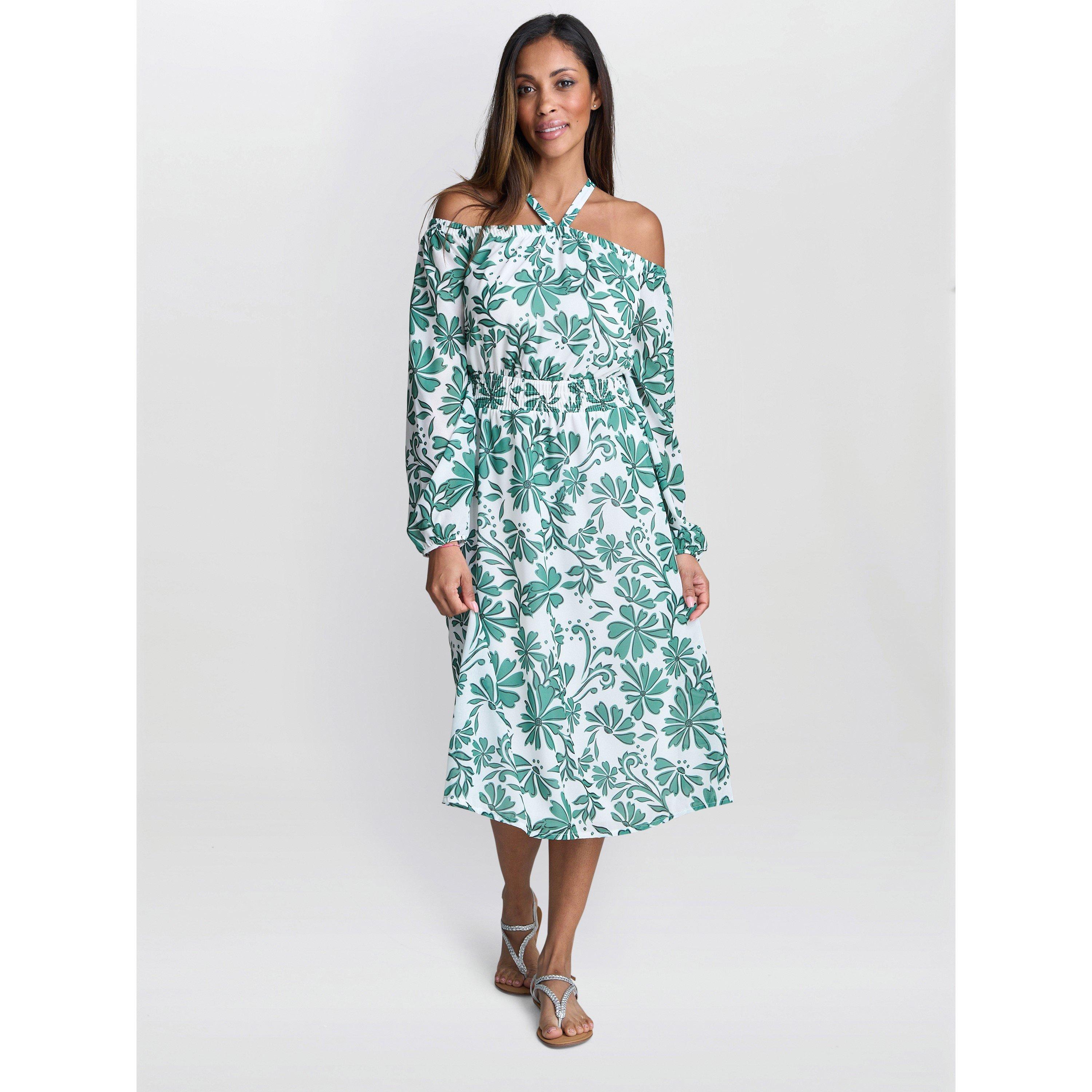 Green Beige - Gina Bacconi - RYAN Off Shoulder Midi Dress - 3
