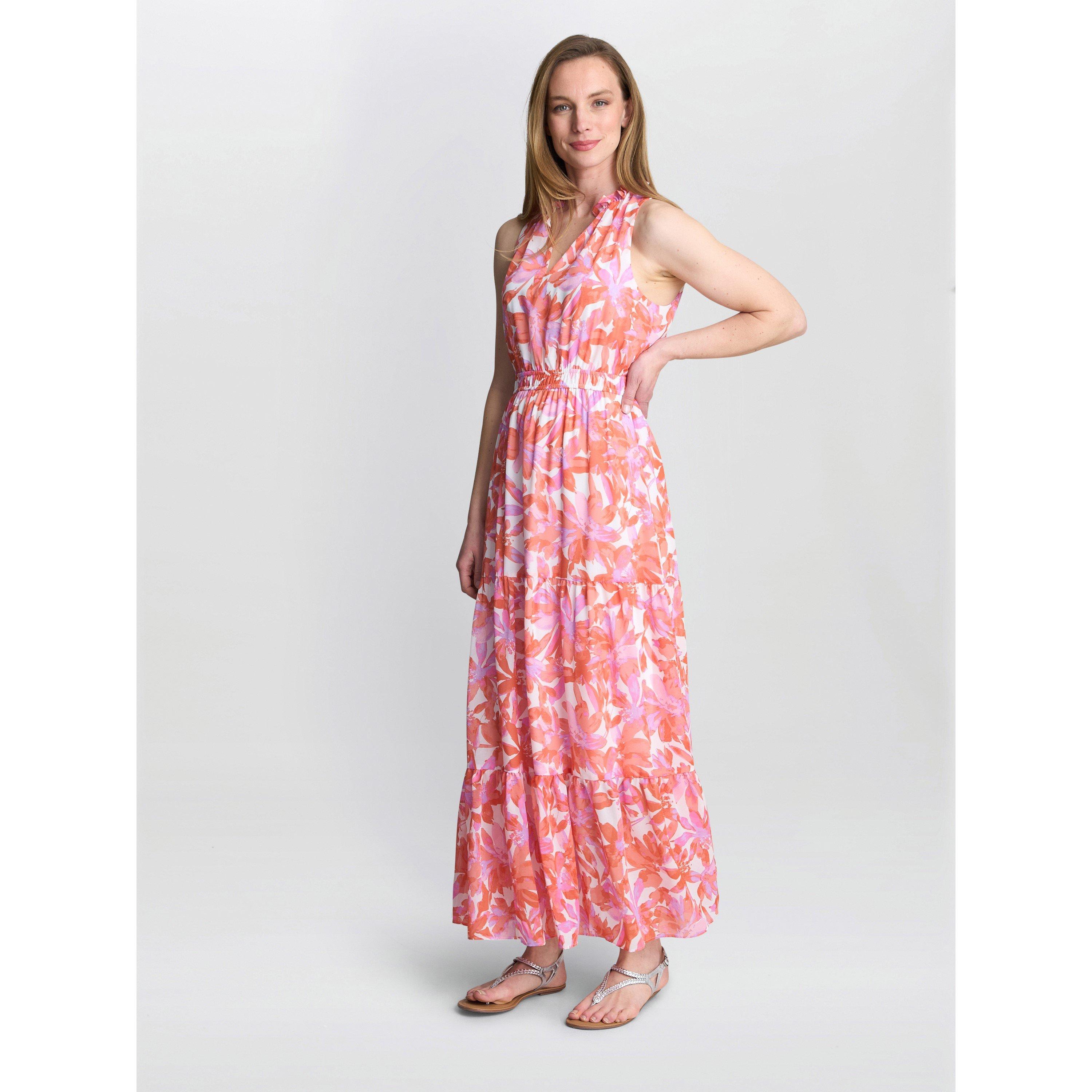 Gina Bacconi Women's Roweena Summer Fit And Flare Dress - Coral - L
