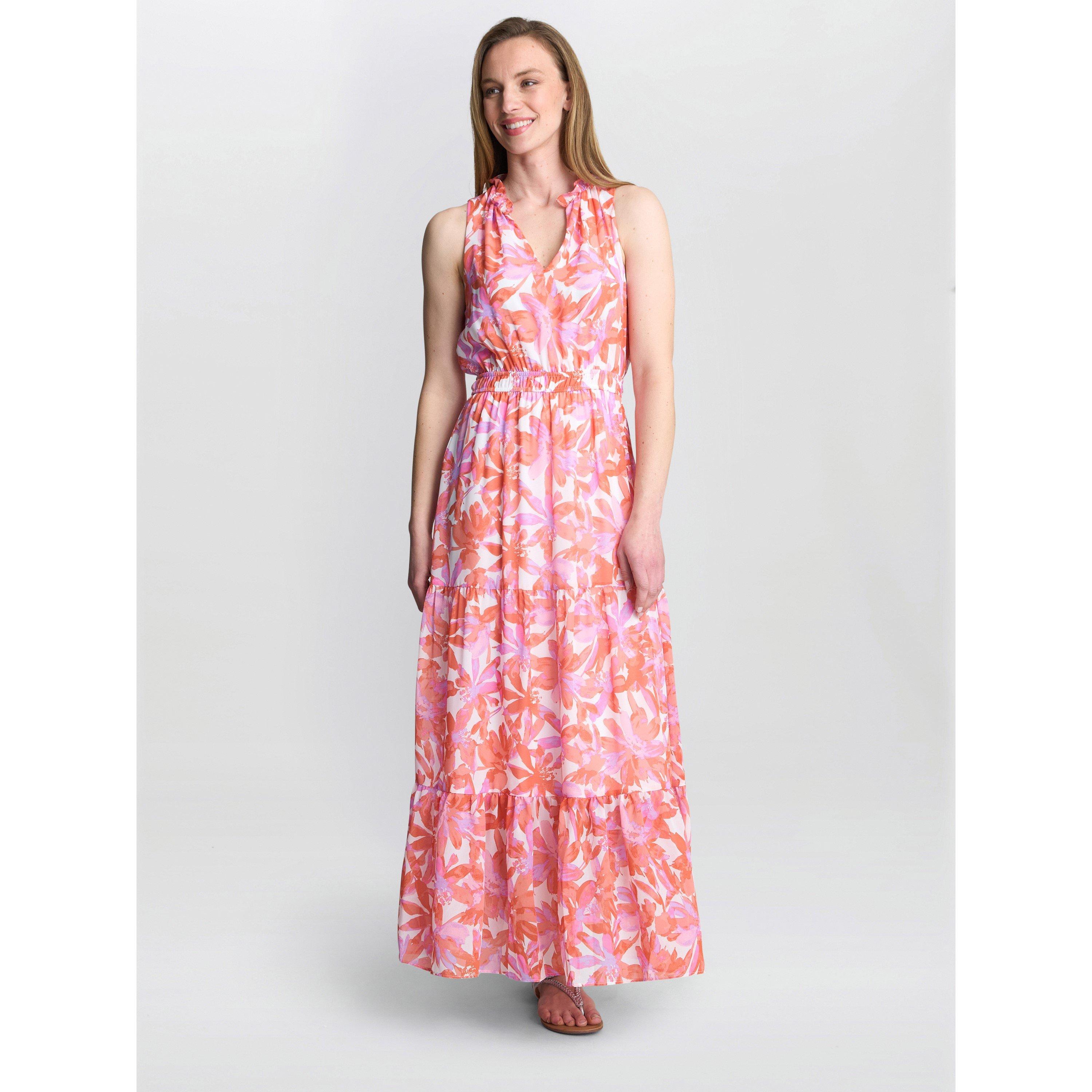 Coral - Gina Bacconi - Women's ROWEENA Summer Fit and Flare Dress - 3