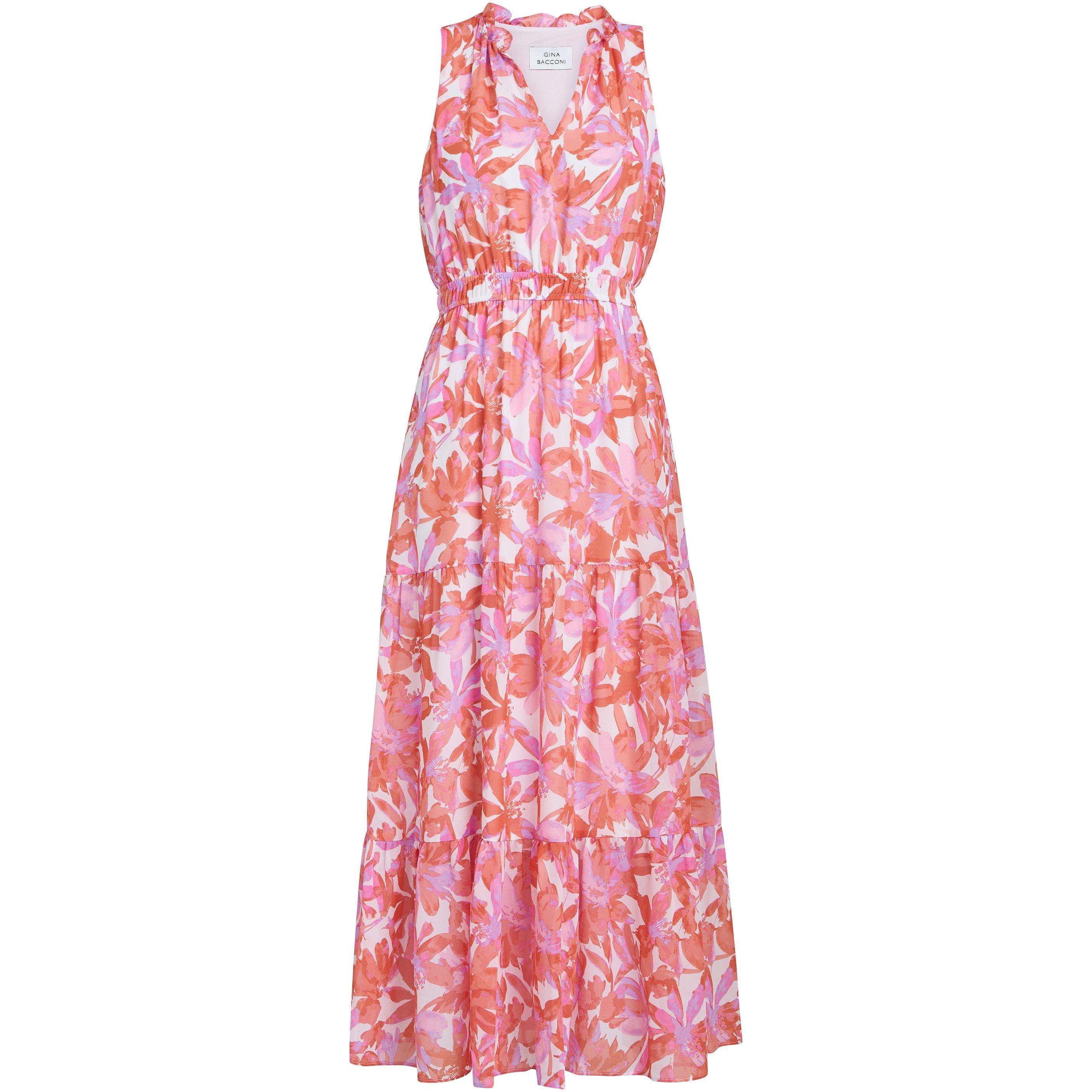 Coral - Gina Bacconi - Women's ROWEENA Summer Fit and Flare Dress - 4